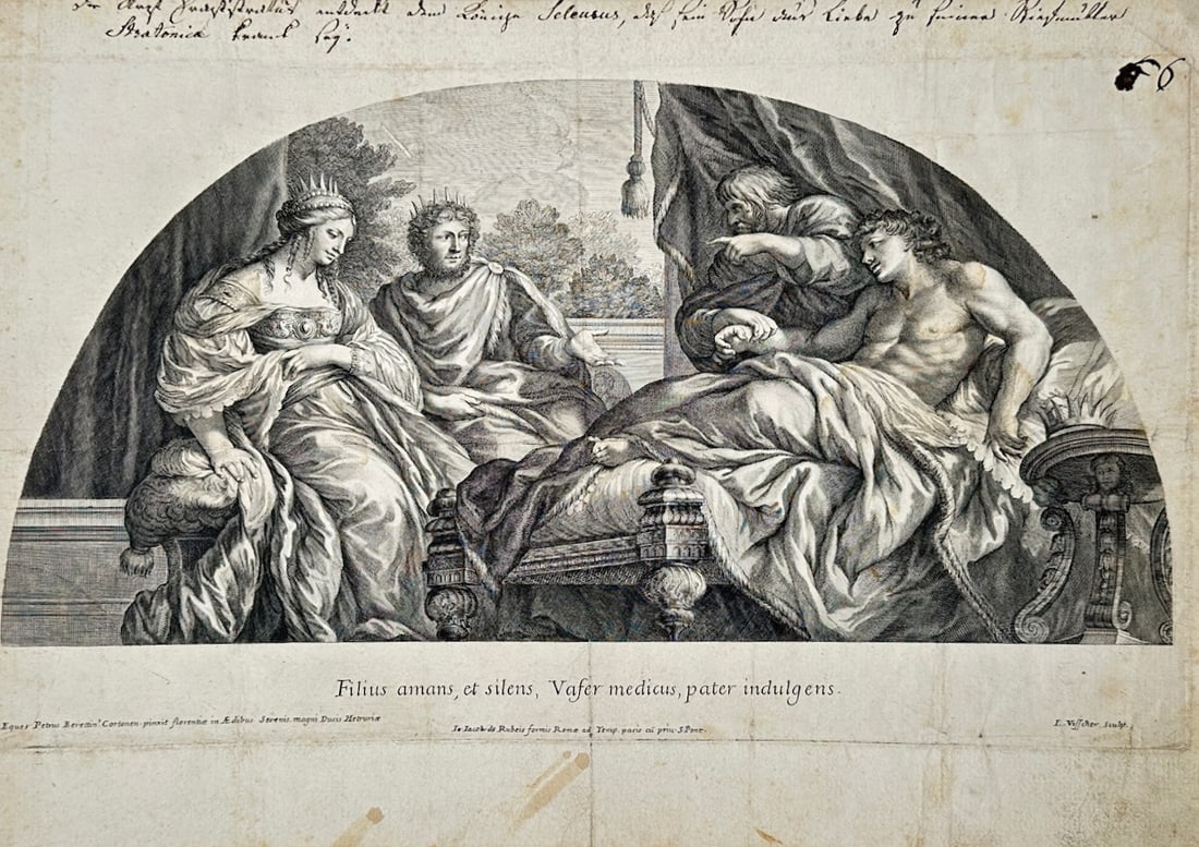 Lambert Visscher – Antiochus and Stratonice – Engraving (17th Century) (1 of 2)