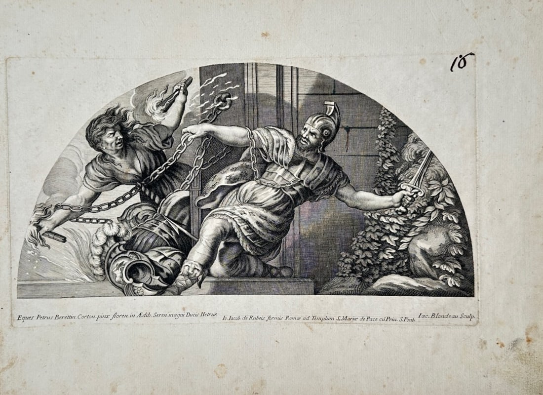 Jacques Blondeau – Fury Pursuing a Soldier – Engraving (17th Century) (1 of 2)