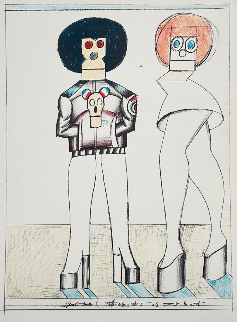 Saul Steinberg,after – Two Figures – Offset print (20th Century) (1 of 2)