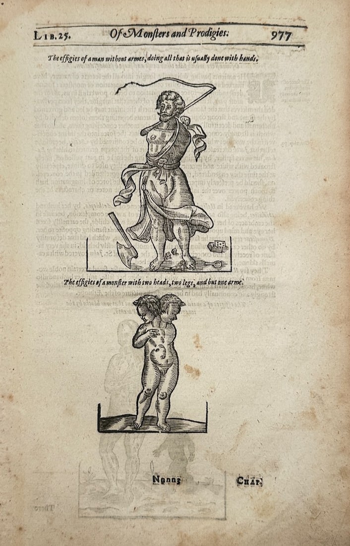 Ambroise Paré – Studies of Monsters and Prodigies – Engraving (16th Century) (1 of 2)