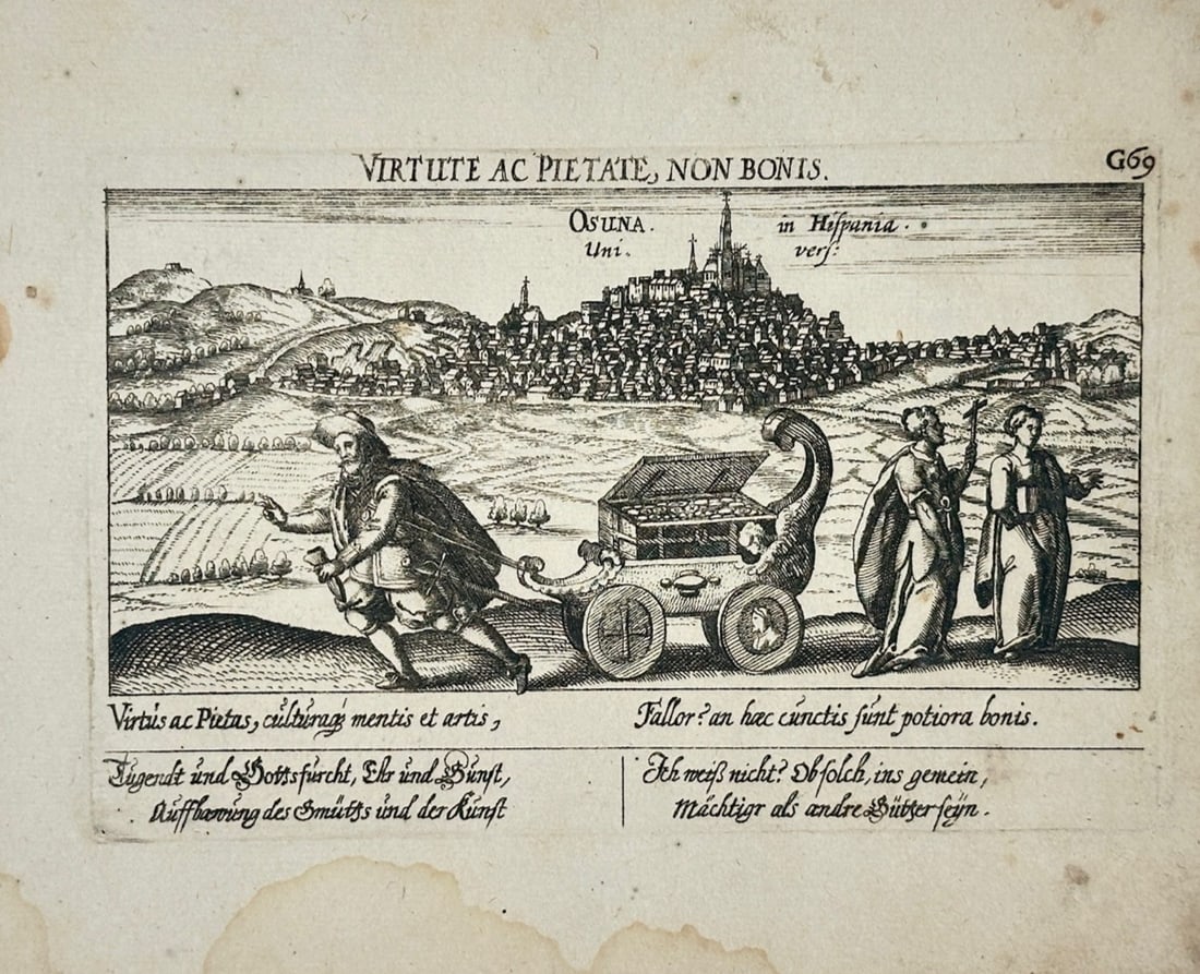 Daniel Meisner – View of Osuna – Engraving (17th Century) (1 of 2)