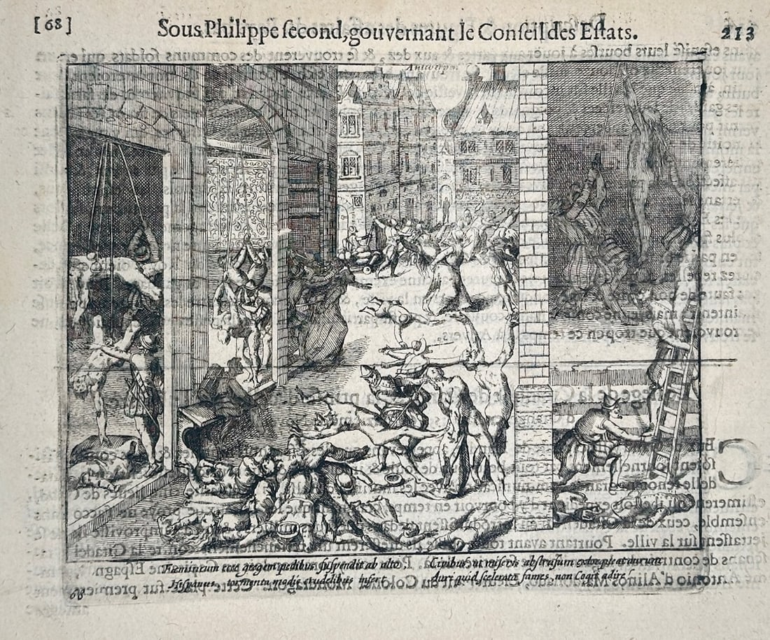 Willem Baudartius – Spanish Cruelties in Antwerp – Engraving (17th Century) (1 of 2)