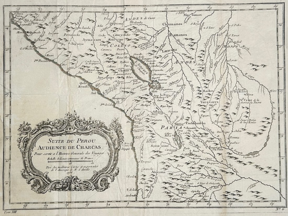 Jean-Baptiste Bourguignon d'Anville – Map of Peru and the Audience of Charcas – Peru and Bolivia (1 of 3)