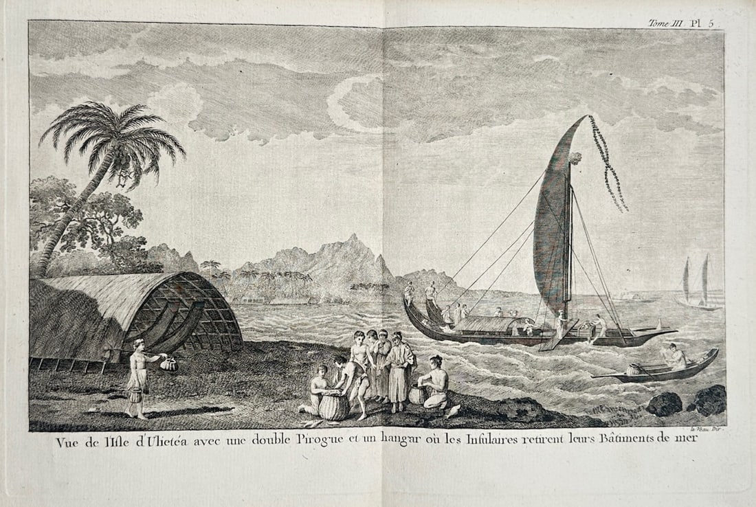 Captain James Cook – View of Raiatea Island – French Polynesia – Engraving (18th Century) (1 of 3)