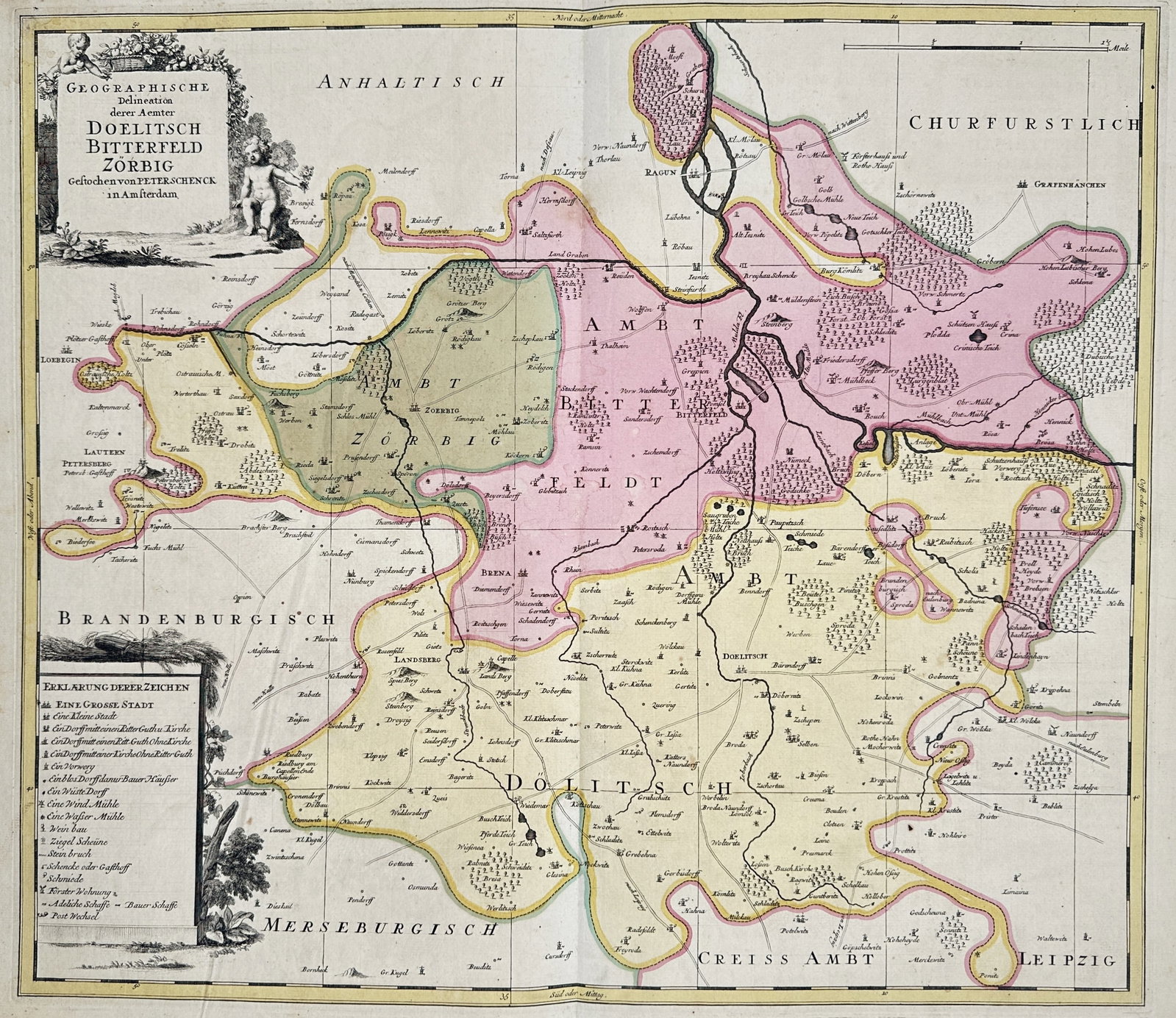 Peter Schenk – Map of the Districts of Delitzsch, Bitterfeld, and Zorbig – Germany – Engraving (1 of 3)