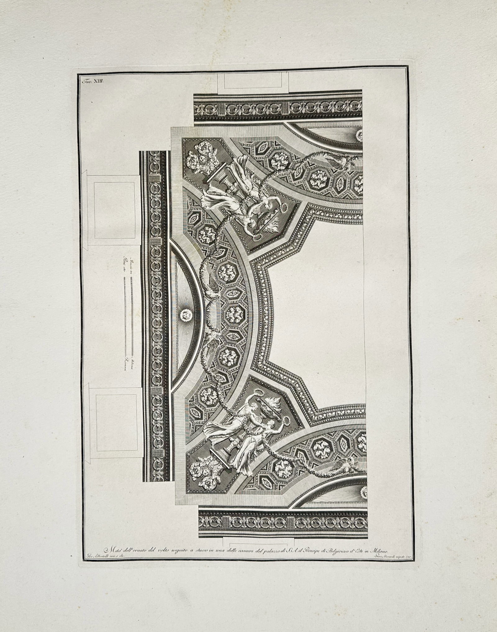 Giocondo Albertolli – Architectural Design for a Neoclassical Ceiling Vault – Engraving (18th (1 of 2)
