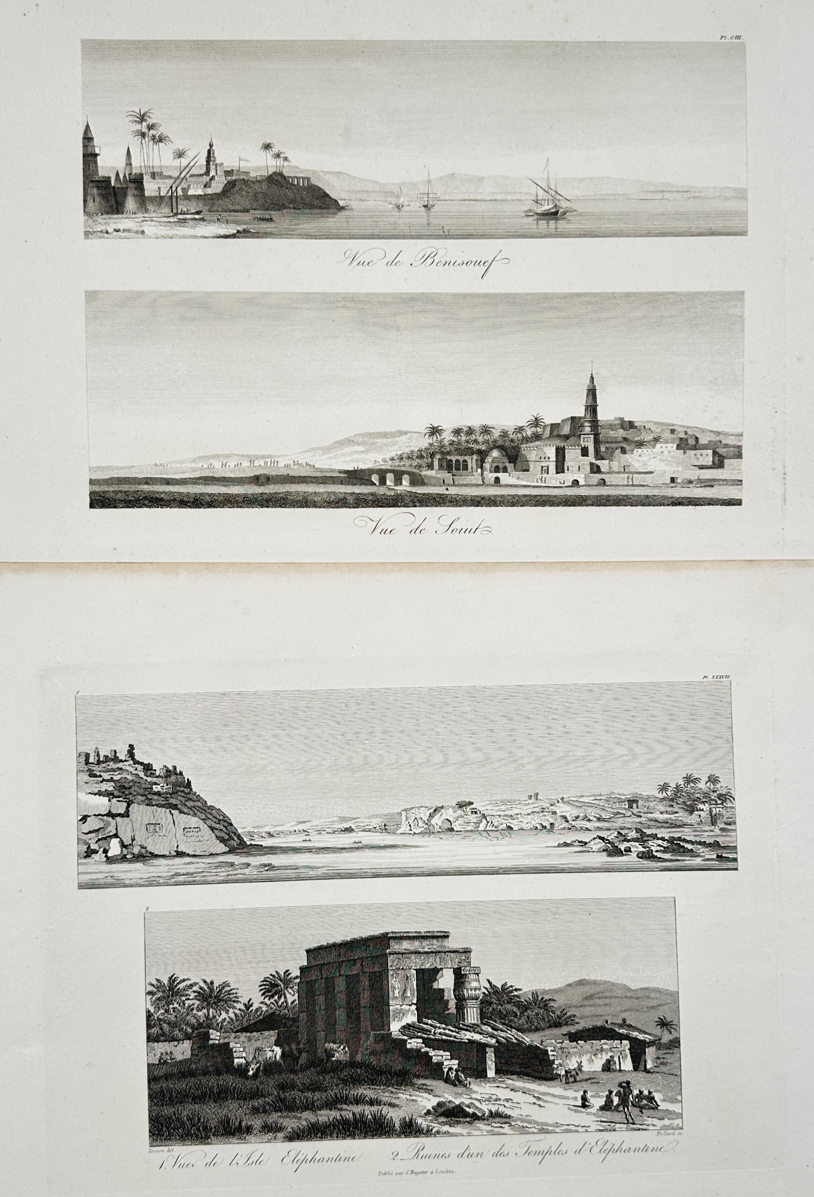 Sebastian Bagster – Set of 2: Views of Egyptian Towns and Antiquities along the Nile – (1 of 2)