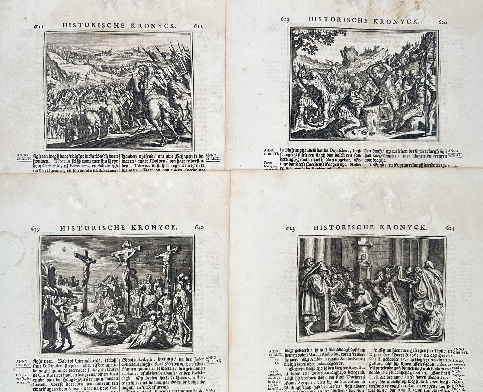 Johann Ludwig Gottfried – Set of 4: Biblical and Historical Chronicle Narratives – Engravings (1 of 2)