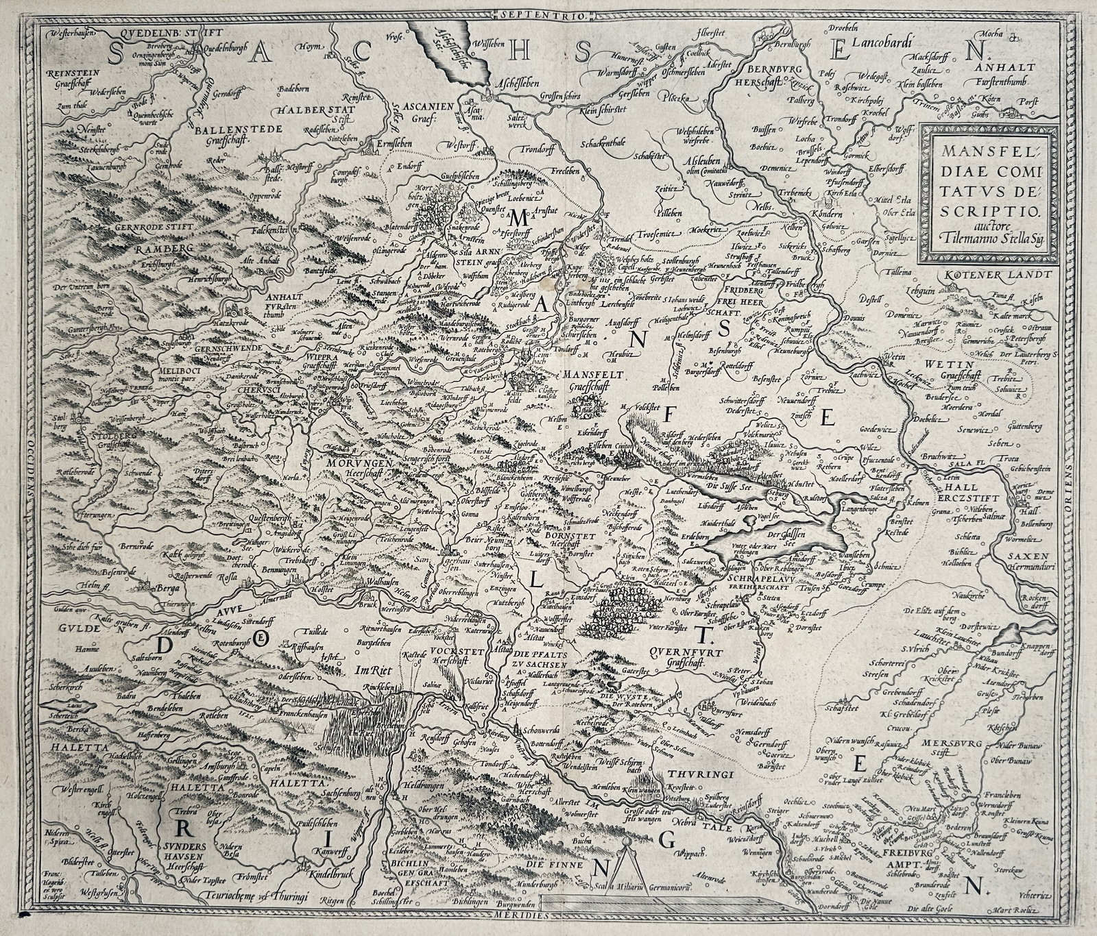 Abraham Ortelius – Map of Mansfeld – Germany – Engraving (16th Century) (1 of 3)