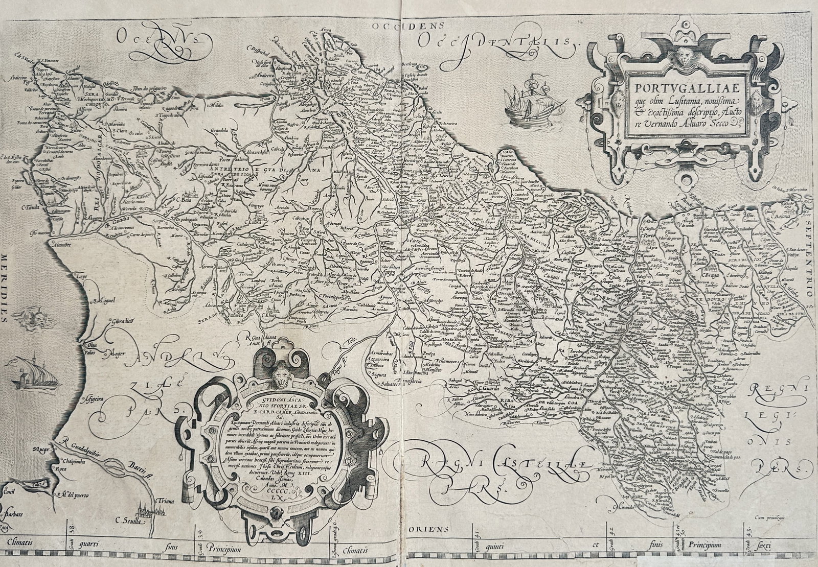 Abraham Ortelius – Map of Portugal – Europe – Engraving (16th Century) (1 of 3)