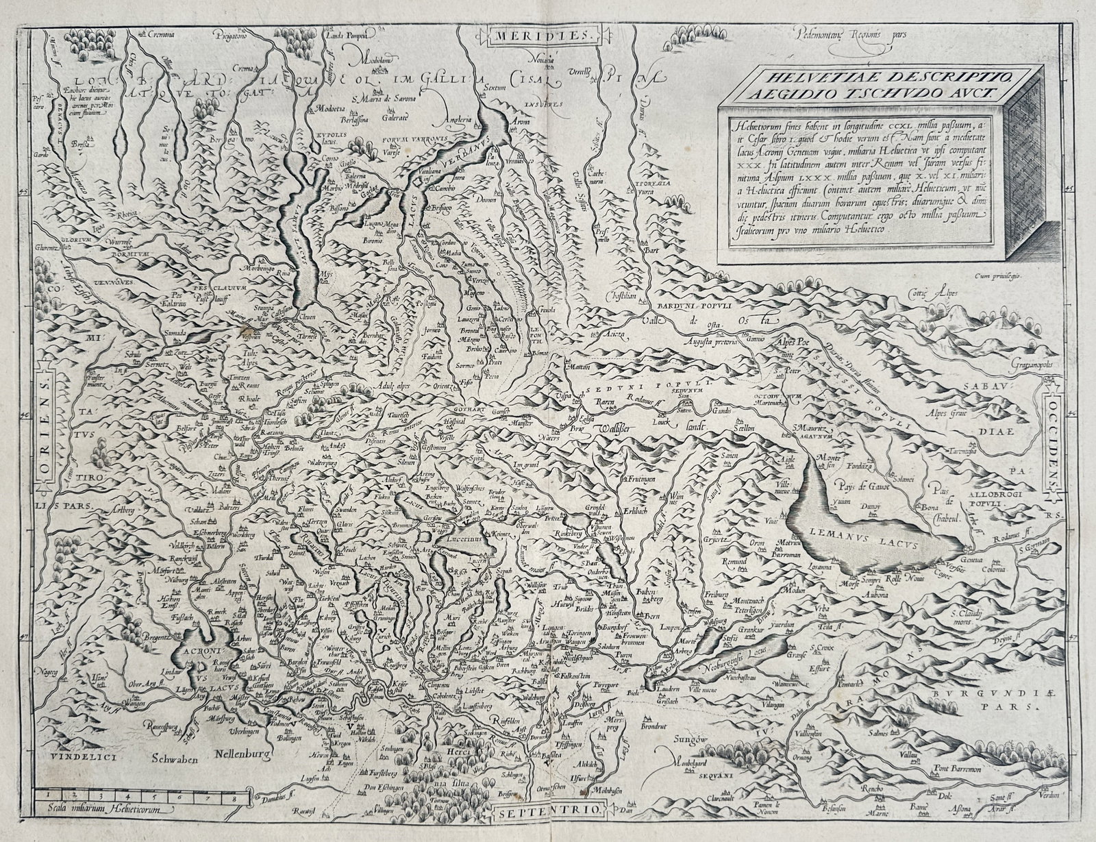 Abraham Ortelius – Map of Switzerland – Europe – Engraving (16th Century) (1 of 3)