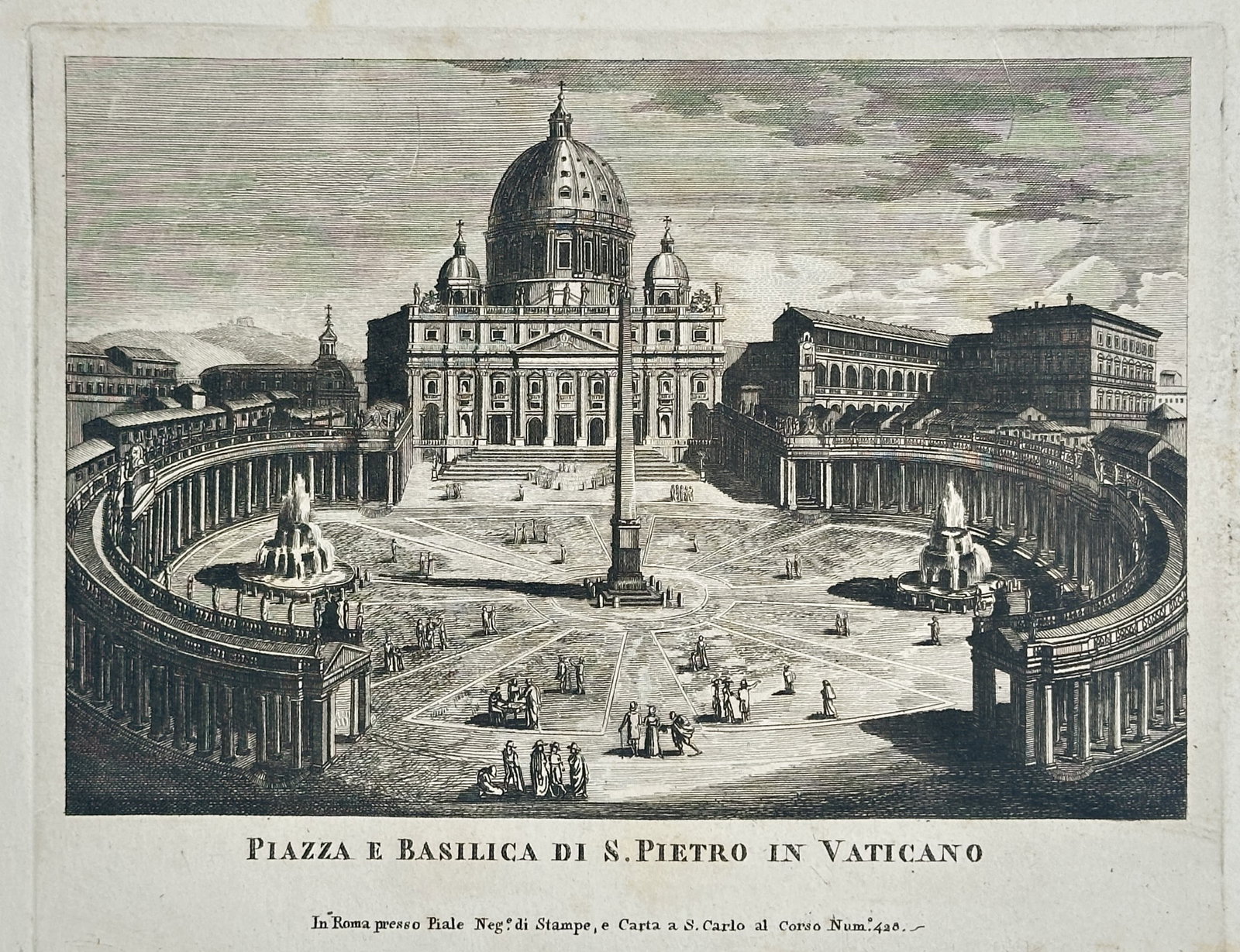 Pietro Parboni – Panorama of Saint Peter's Square – Engraving (19th Century) (1 of 3)