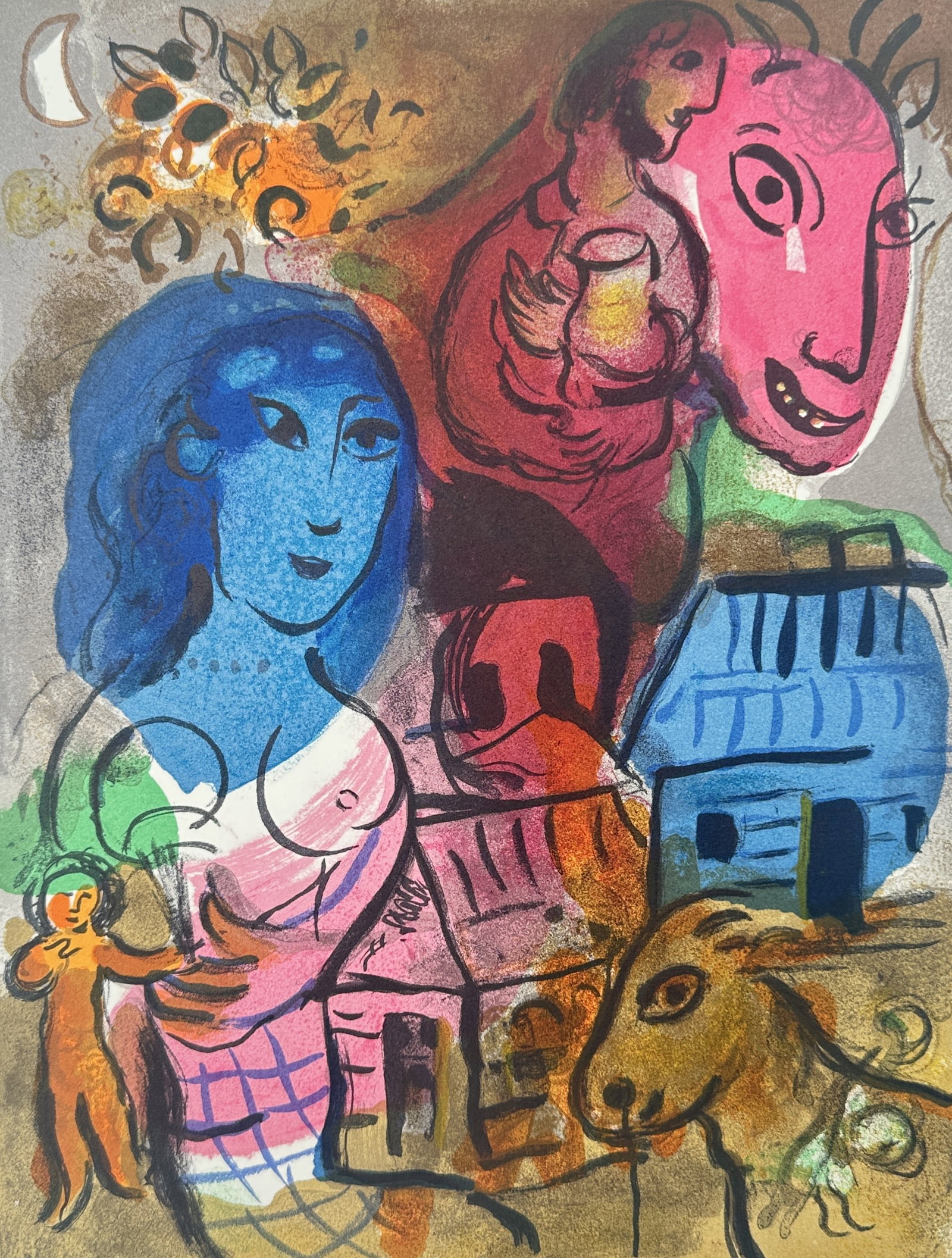 Marc Chagall – Composition with Blue Woman – Original Lithograph (20th Century) (1 of 3)