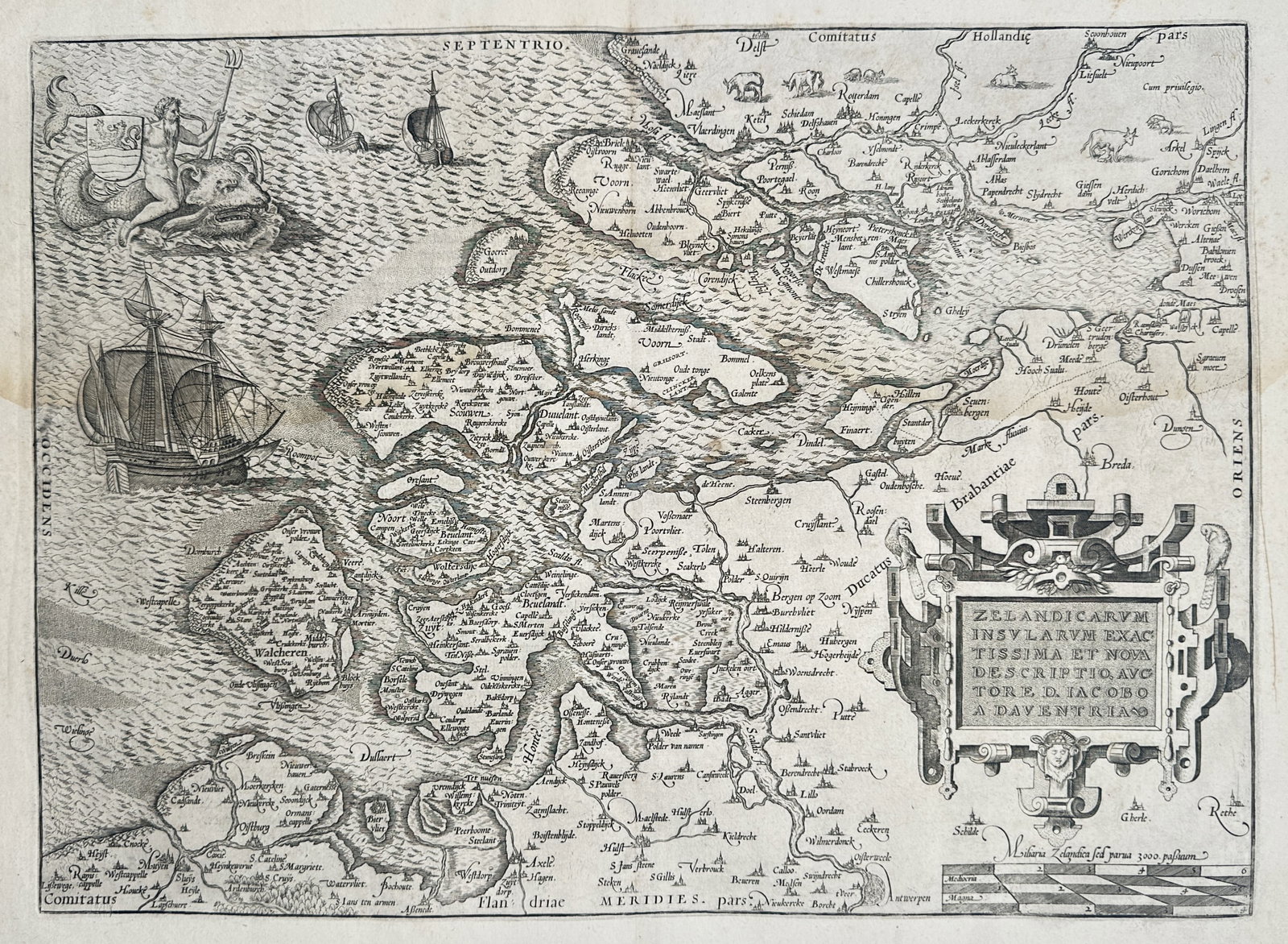 Frans Hogenberg – Map of Zeeland – Netherlands – Engraving (1570) (1 of 3)