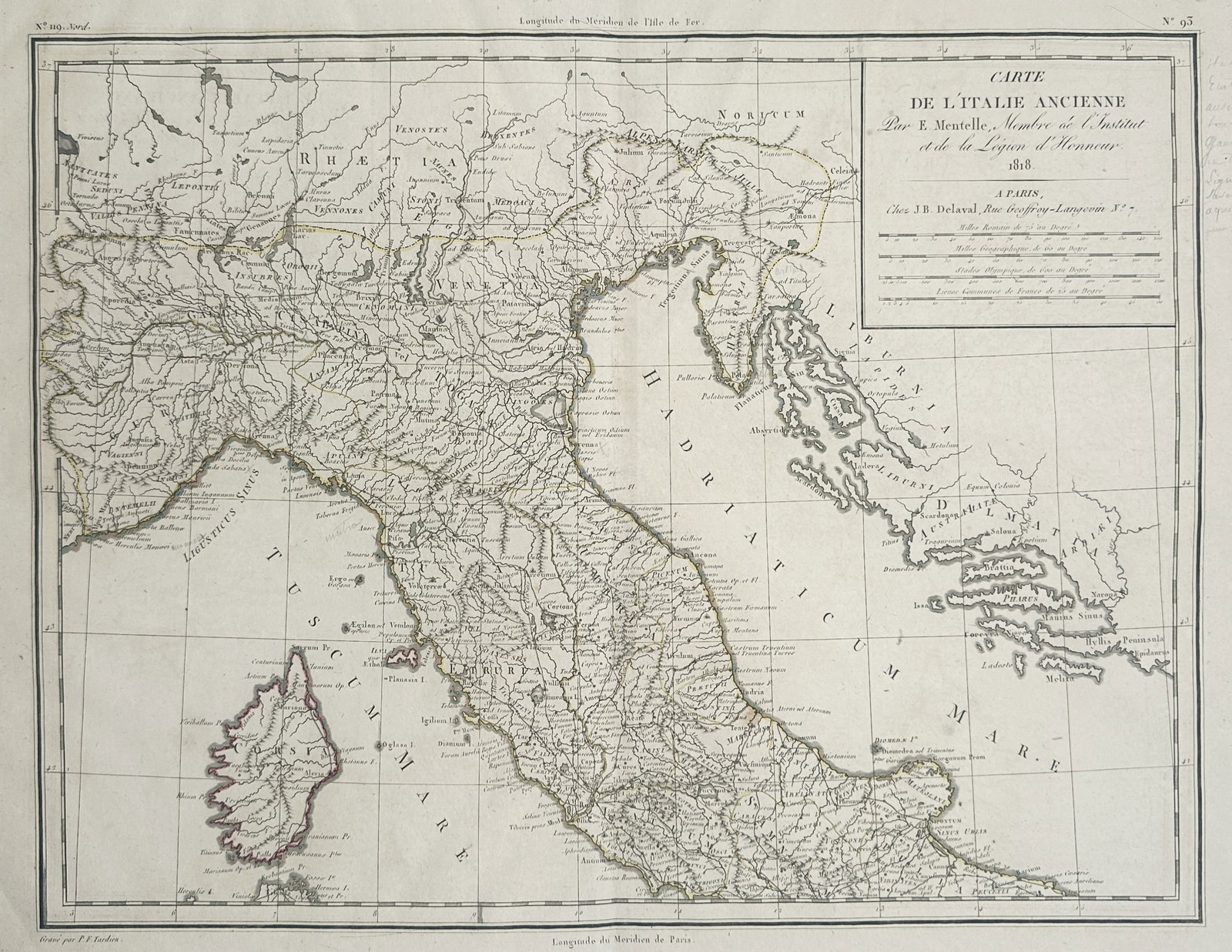 Edme Mentelle – Map of Ancient Italy – Europe – Engraving (1818) (1 of 3)