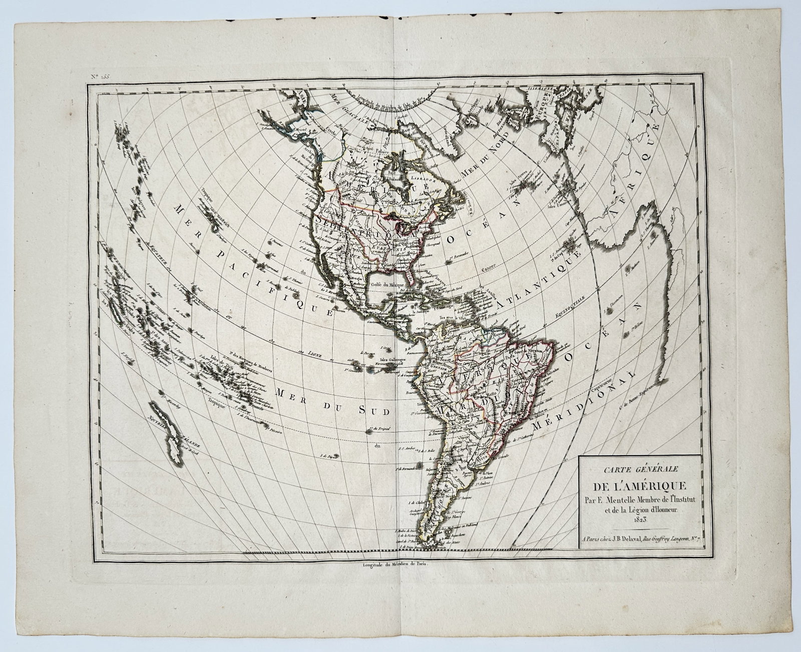 Edme Mentelle – Map of the Americas – Western Hemisphere – Engraving (1823) - 2