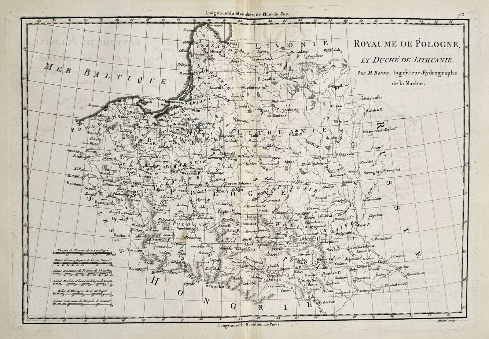Rigobert Bonne – Map of the Kingdom of Poland and Duchy of Lithuania – Eastern Europe (1 of 3)