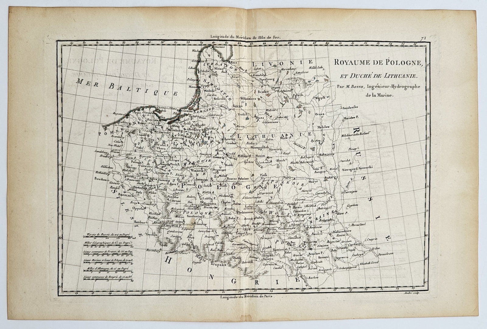 Rigobert Bonne – Map of the Kingdom of Poland and Duchy of Lithuania – Eastern Europe - 2