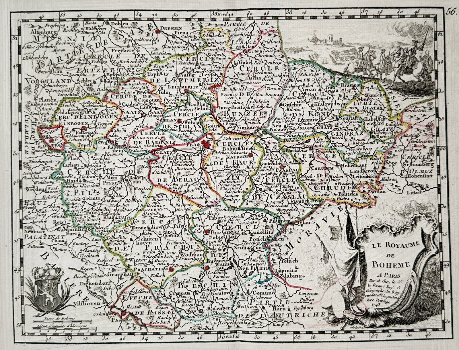 Georges-Louis Le Rouge – Map of Bohemia – Central Europe – Engraving (18th Century) (1 of 3)