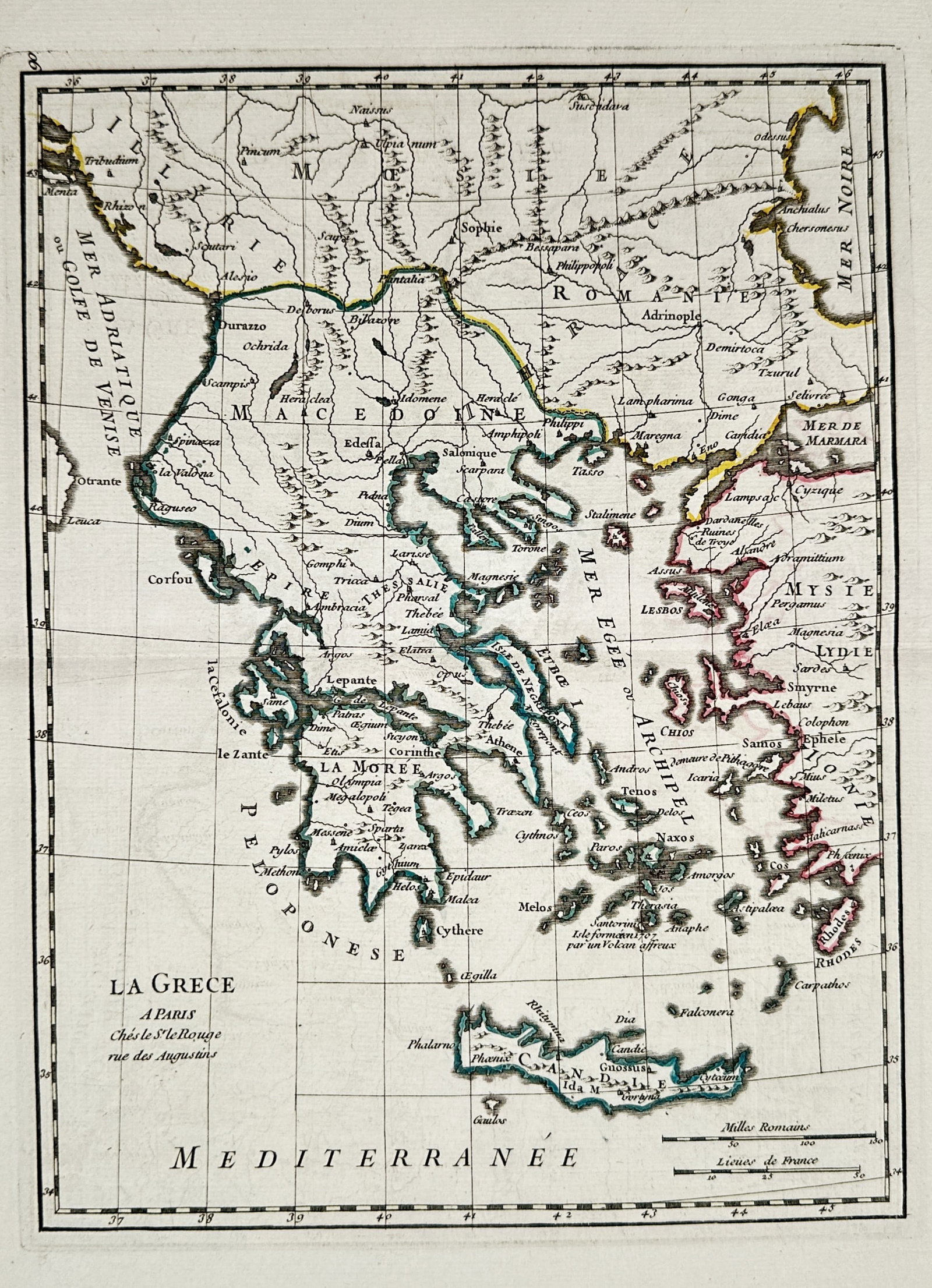 Georges-Louis Le Rouge – Map of Greece – Southern Europe – Engraving (18th Century) (1 of 3)