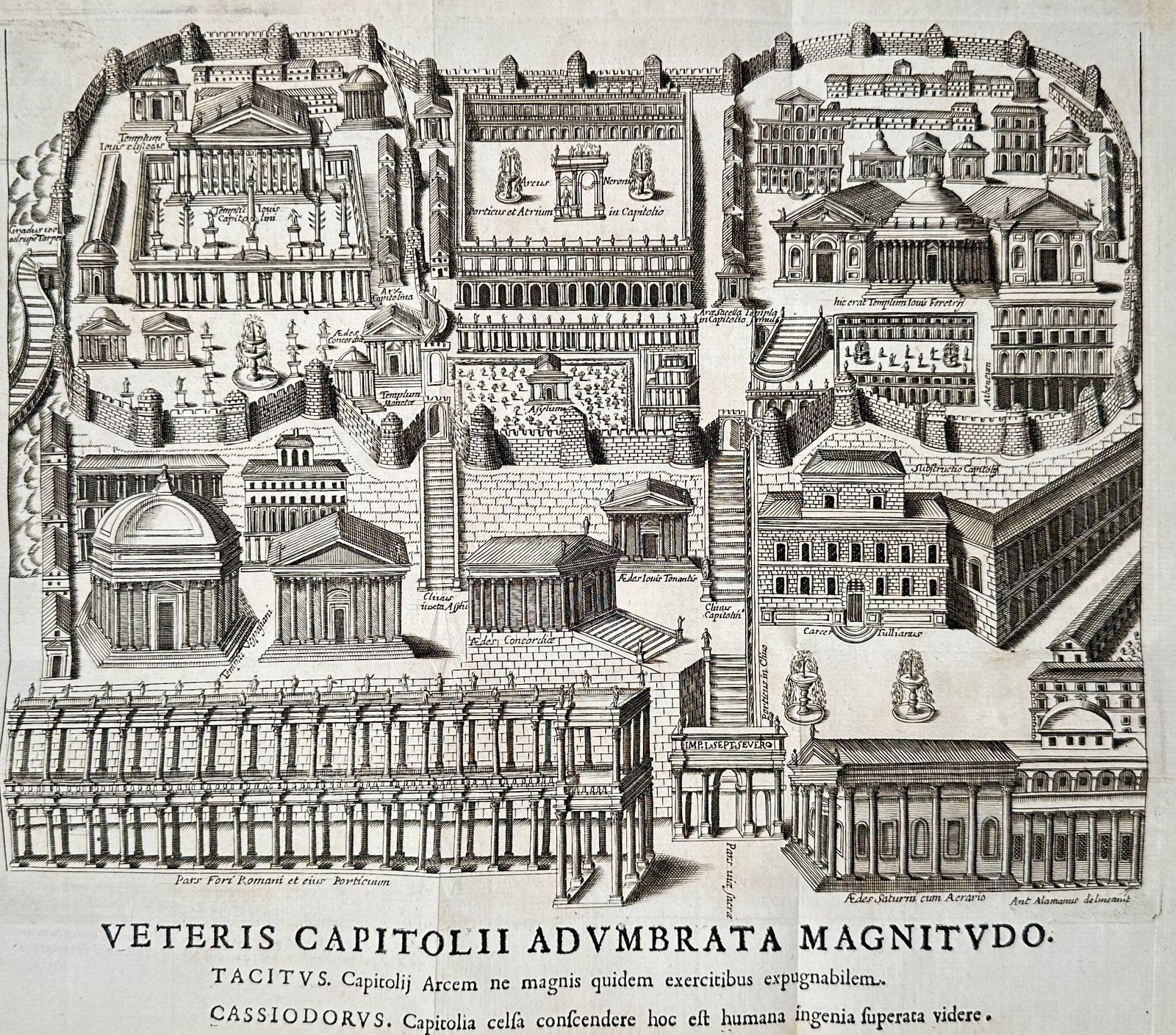 Antonio Alamanus – Map of the Ancient Capitoline Hill – Italy – Engraving (17th Century) (1 of 3)