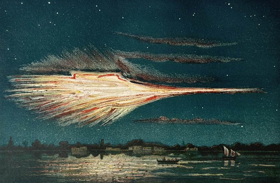 Amédée Guillemin – Explosion of the Bolide of Quenngouck – Lithograph (19th Century) (1 of 3)