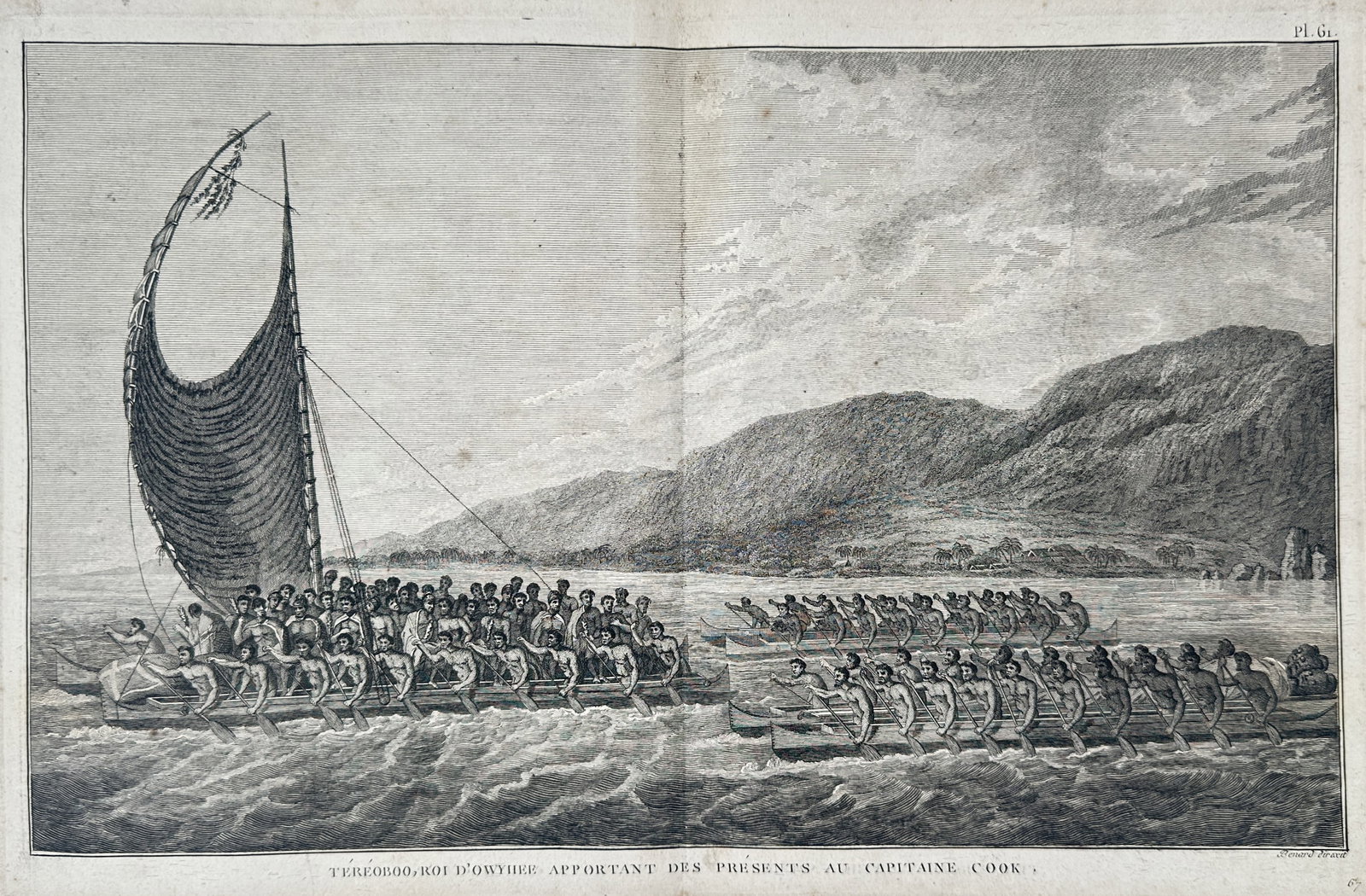 John Webber – King of Hawaii Bringing Presents to Captain Cook – Engraving (18th Century) (1 of 3)
