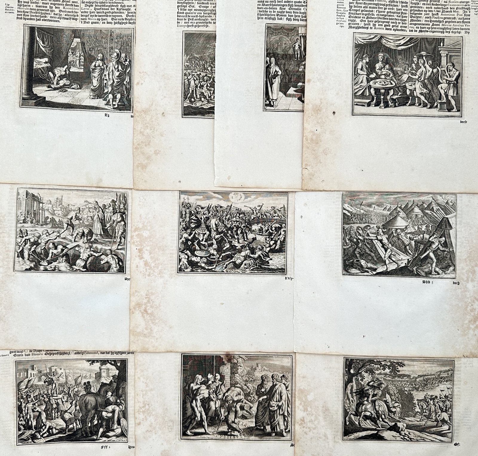 Johann Ludwig Gottfried – Set of 10: Scenes of Ancient Warfare, Rituals, and Legends – (1 of 2)