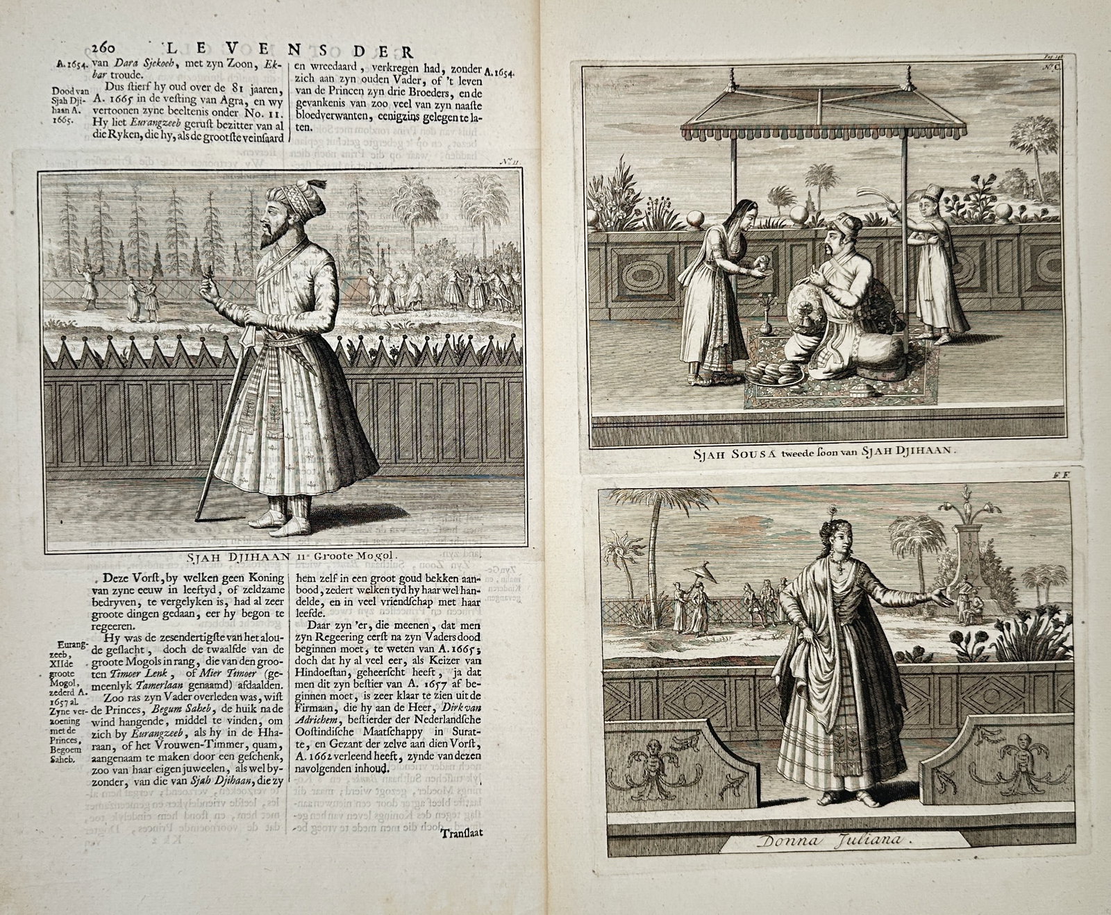 François Valentijn – Set of 2: Portraits of Shah Jahan, Shah Shuja, and Donna Juliana – (1 of 2)
