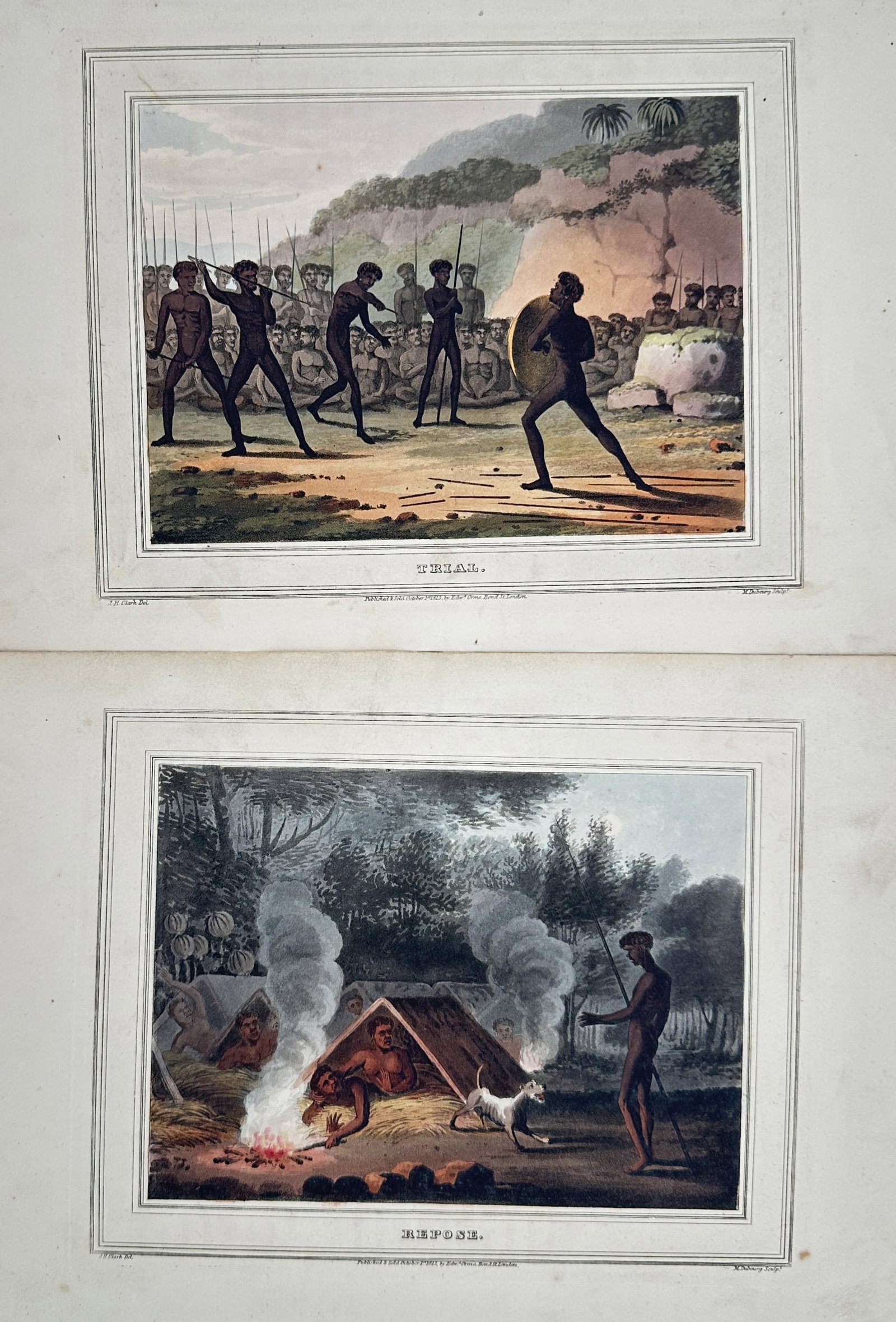 John Heaviside Clark – Set of 2: Studies of Indigenous New South Wales Customs – Engravings (1 of 2)