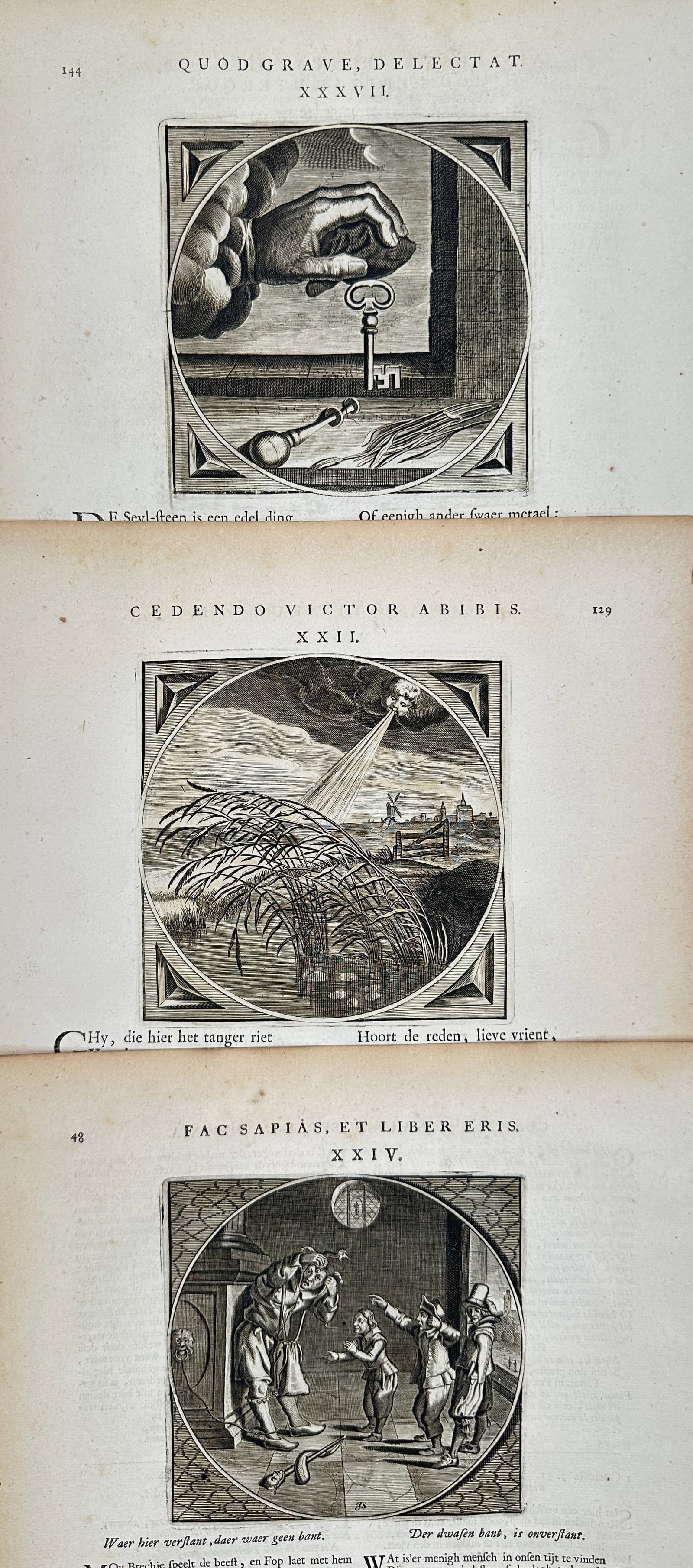 Jacob Cats – Set 3: Studies of Moral Emblems and Dutch Proverbs – Engraving (17th Century) (1 of 2)