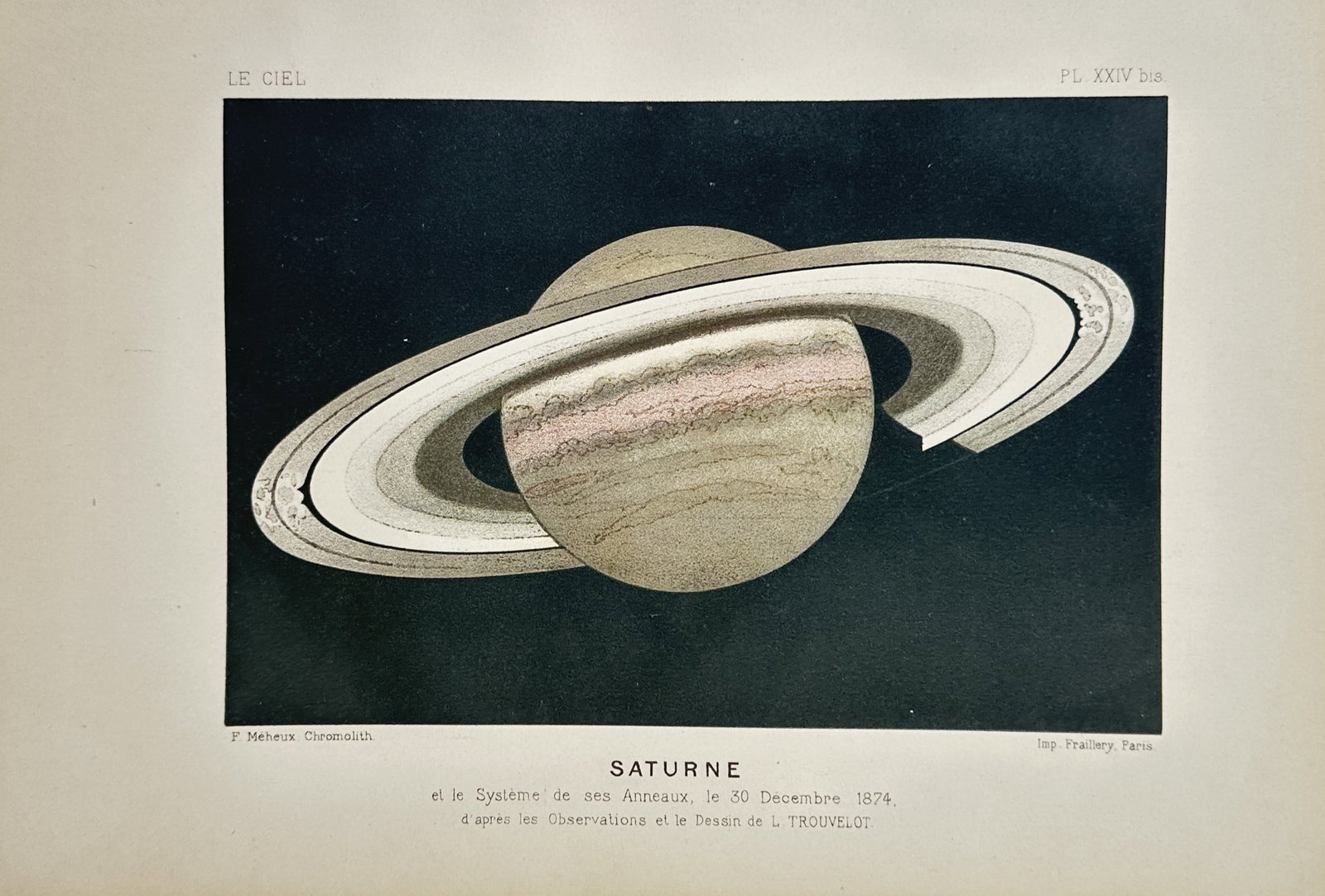 Amédée Guillemin – Astronomical Study of Saturn – Lithograph (19th Century) (1 of 2)