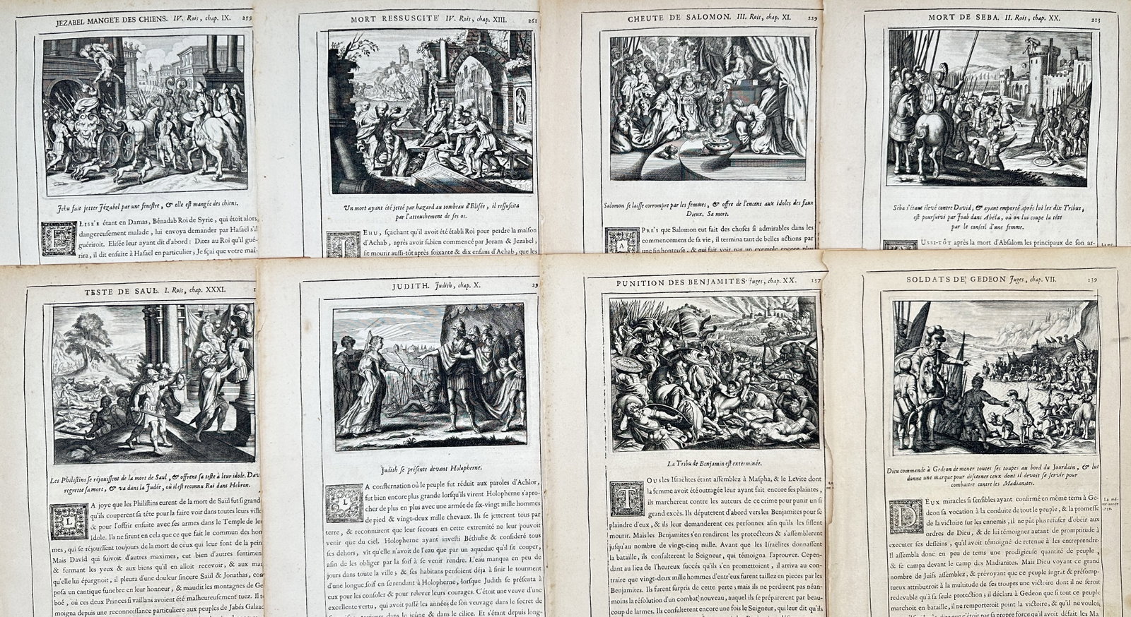 Nicolas Fontaine – Set of 8: Biblical Chronicles and Tales – Engravings (17th Century) (1 of 2)