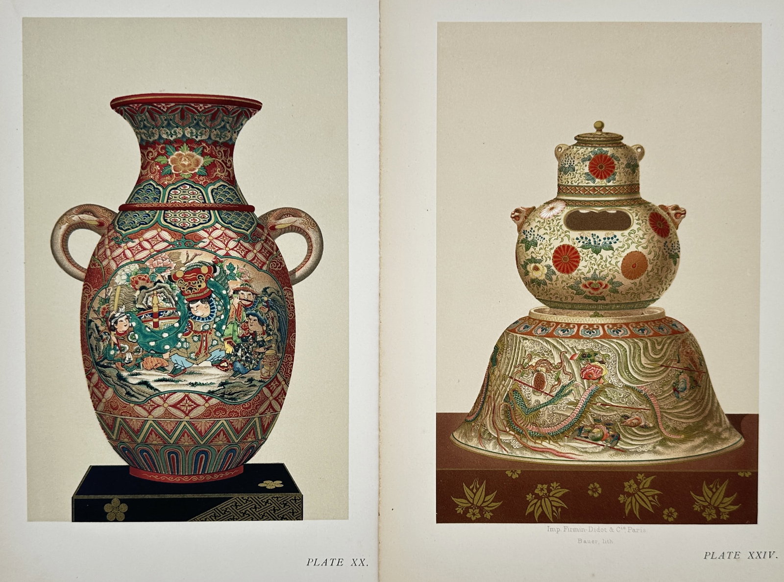 George Ashdown Audsley – Set of 2: Studies of Japanese Ceramic Vases – Lithographs (1 of 2)