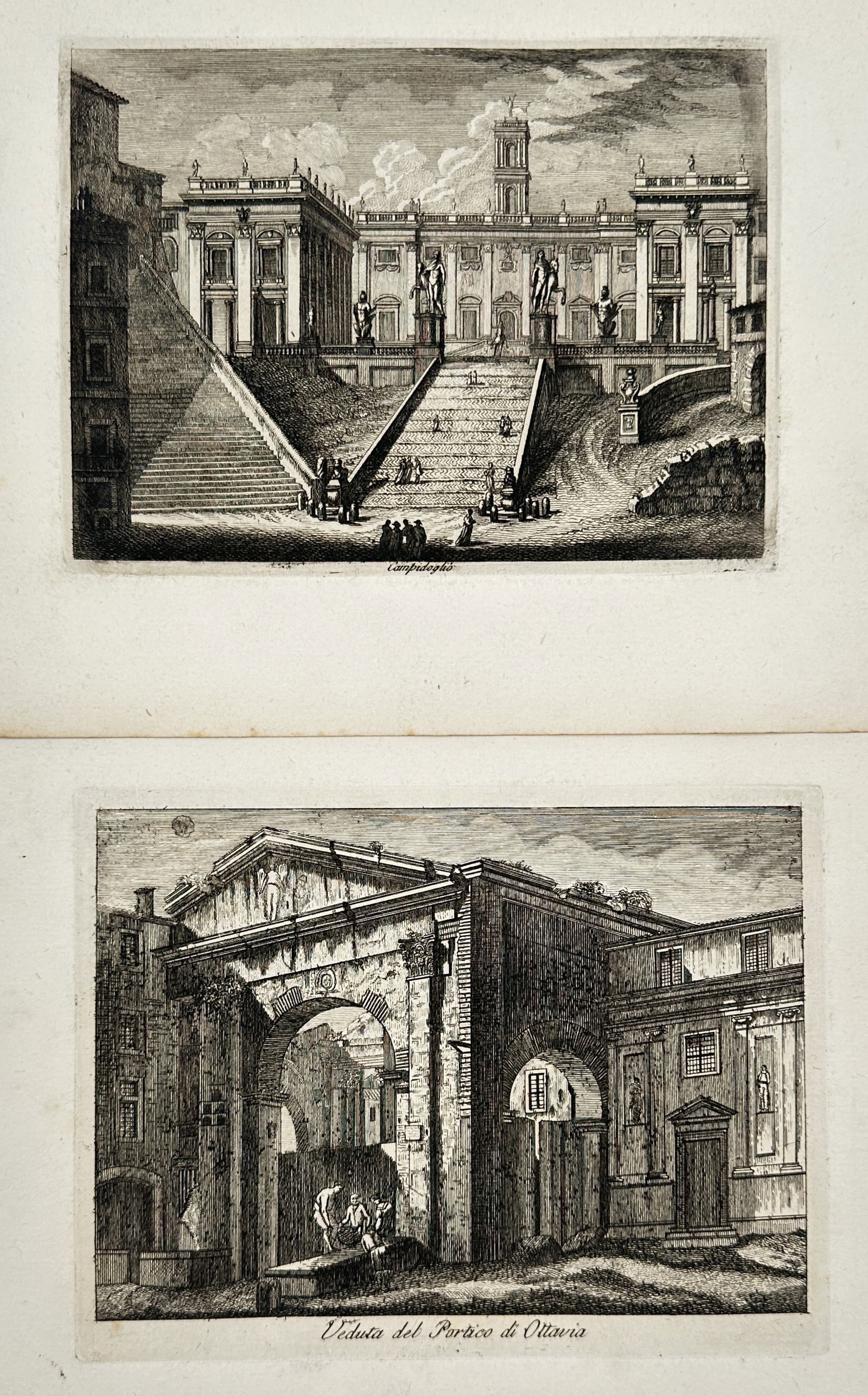 Pietro Parboni – Set of 2: Views of the Campidoglio and Portico of Octavia – Engravings (1 of 2)