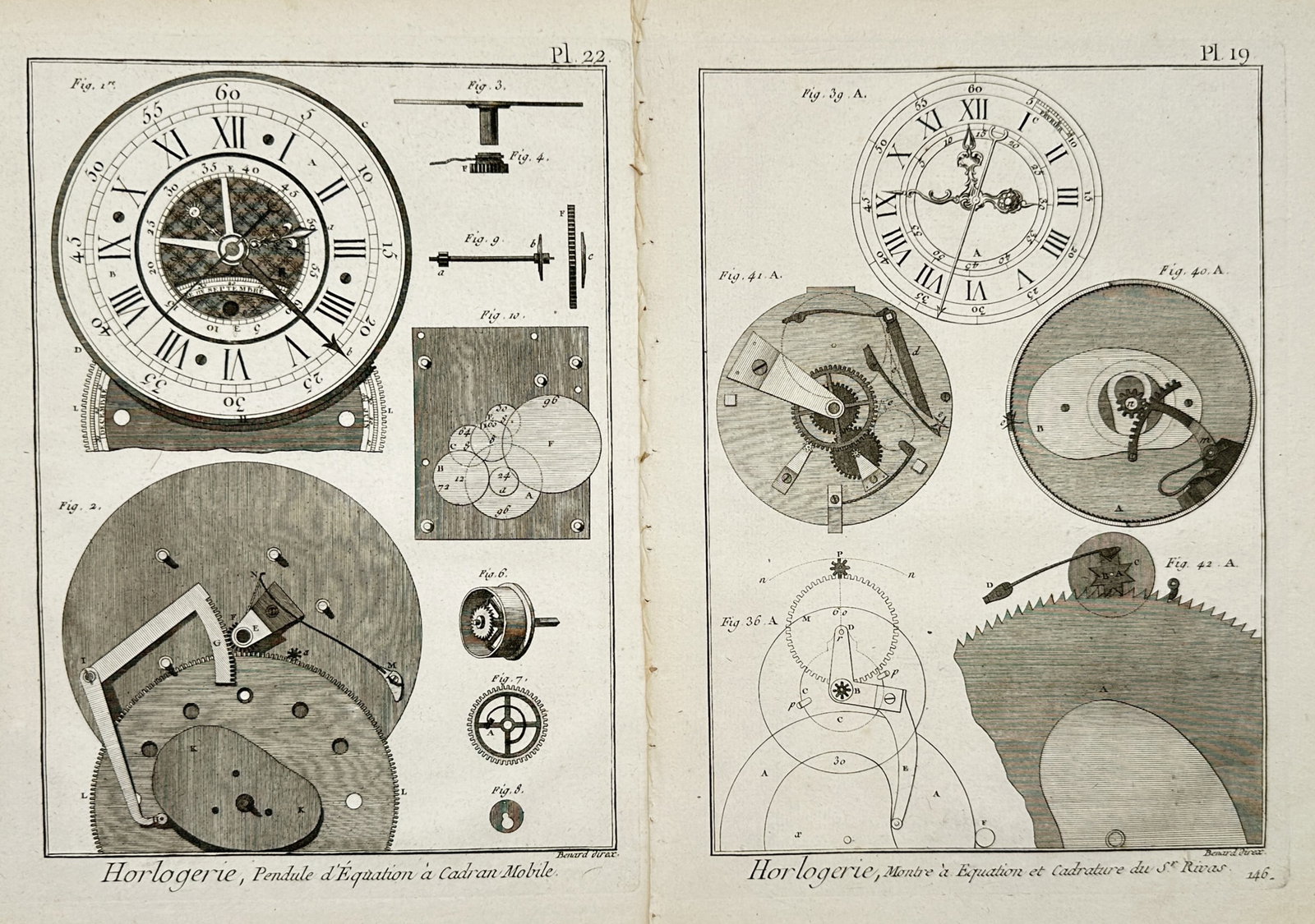 Robert Benard – Set of 2: Studies of Horology and Clockmaking Mechanisms – Engravings (1 of 2)