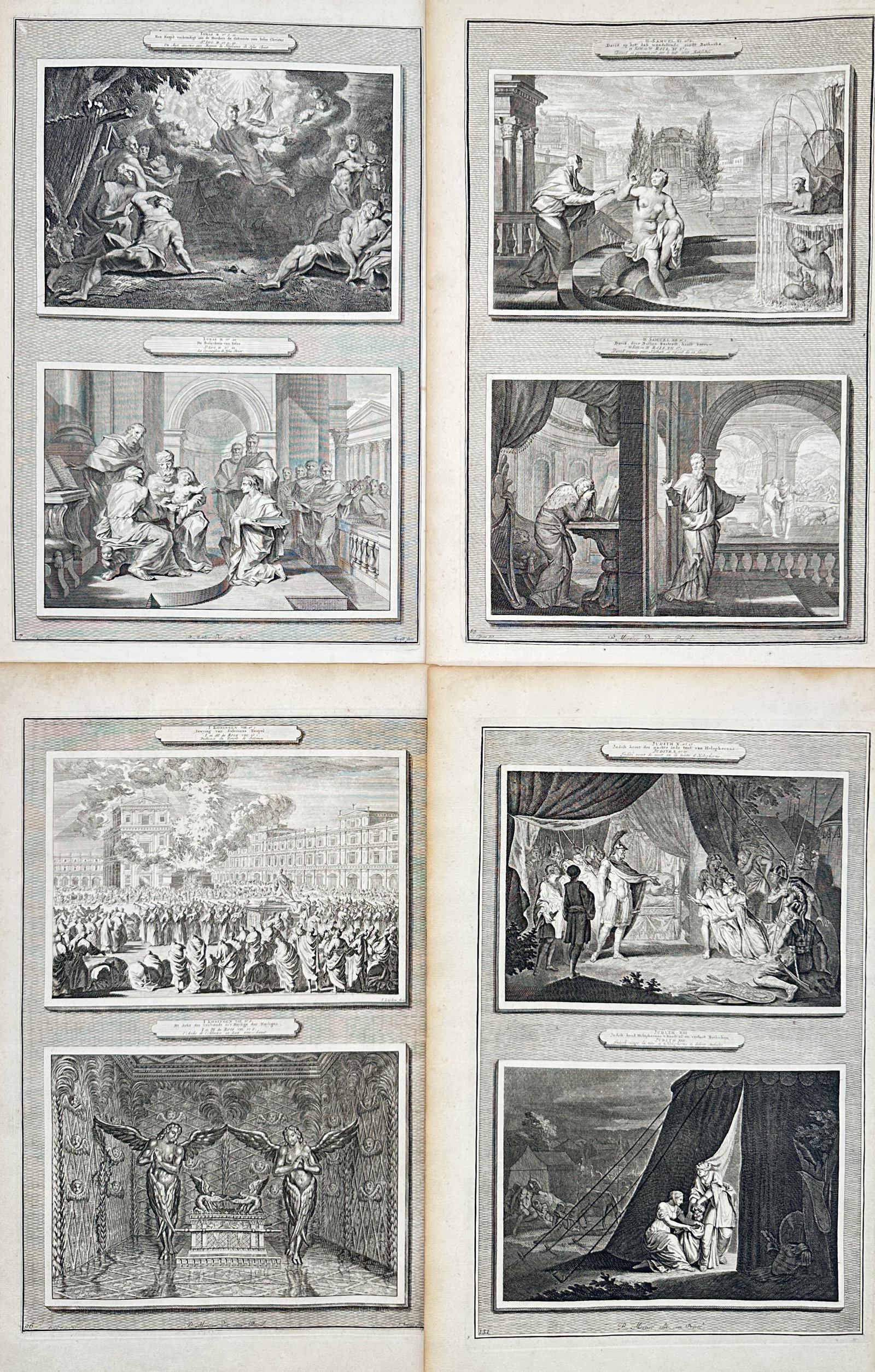 Pietro Mortier – Set of 4: Biblical and Historical Scenes – Engravings (18th Century) (1 of 2)