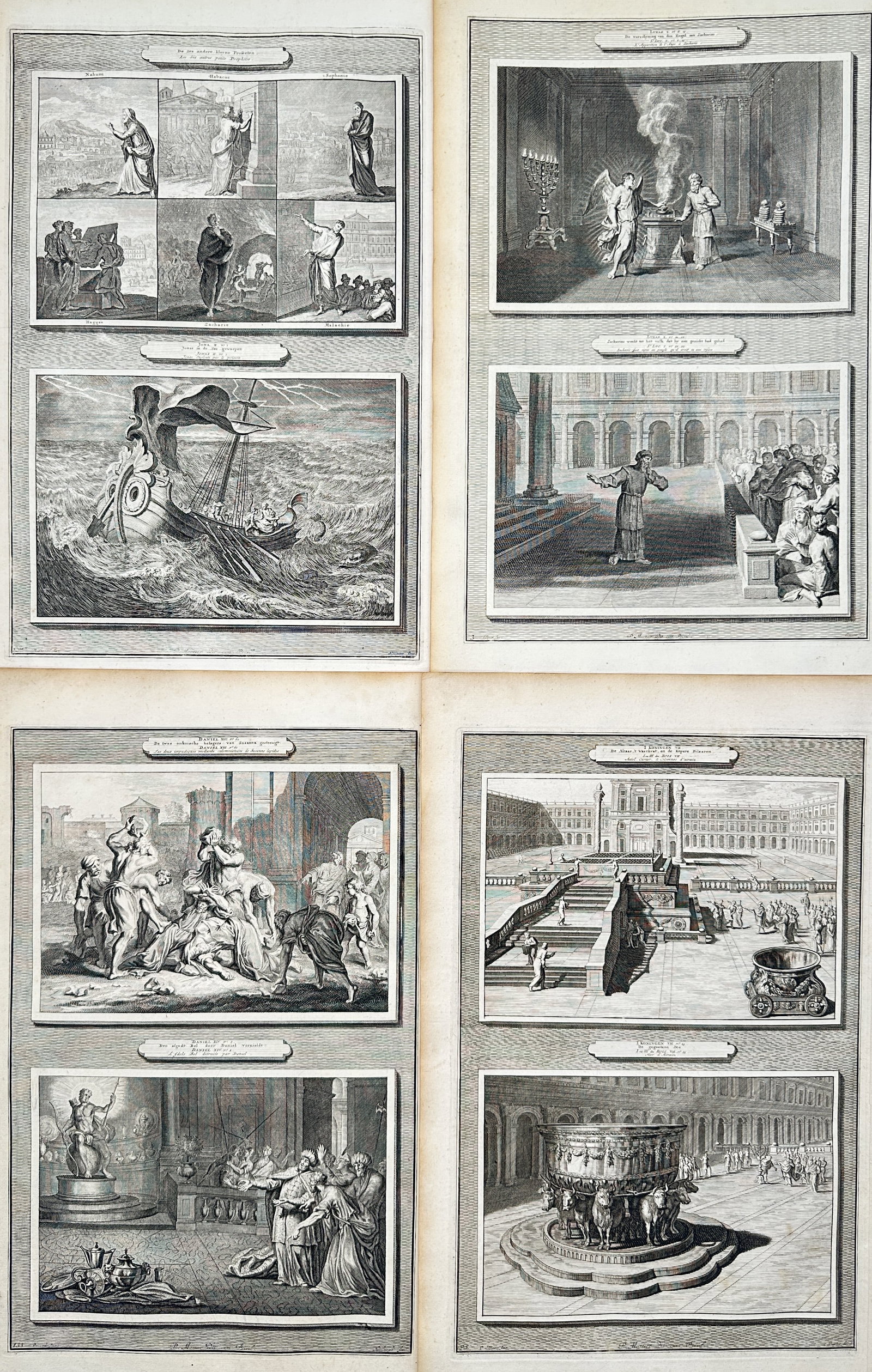 Pietro Mortier – Set of 4: Scriptural and Historical Vignettes – Engravings (18th Century) (1 of 2)