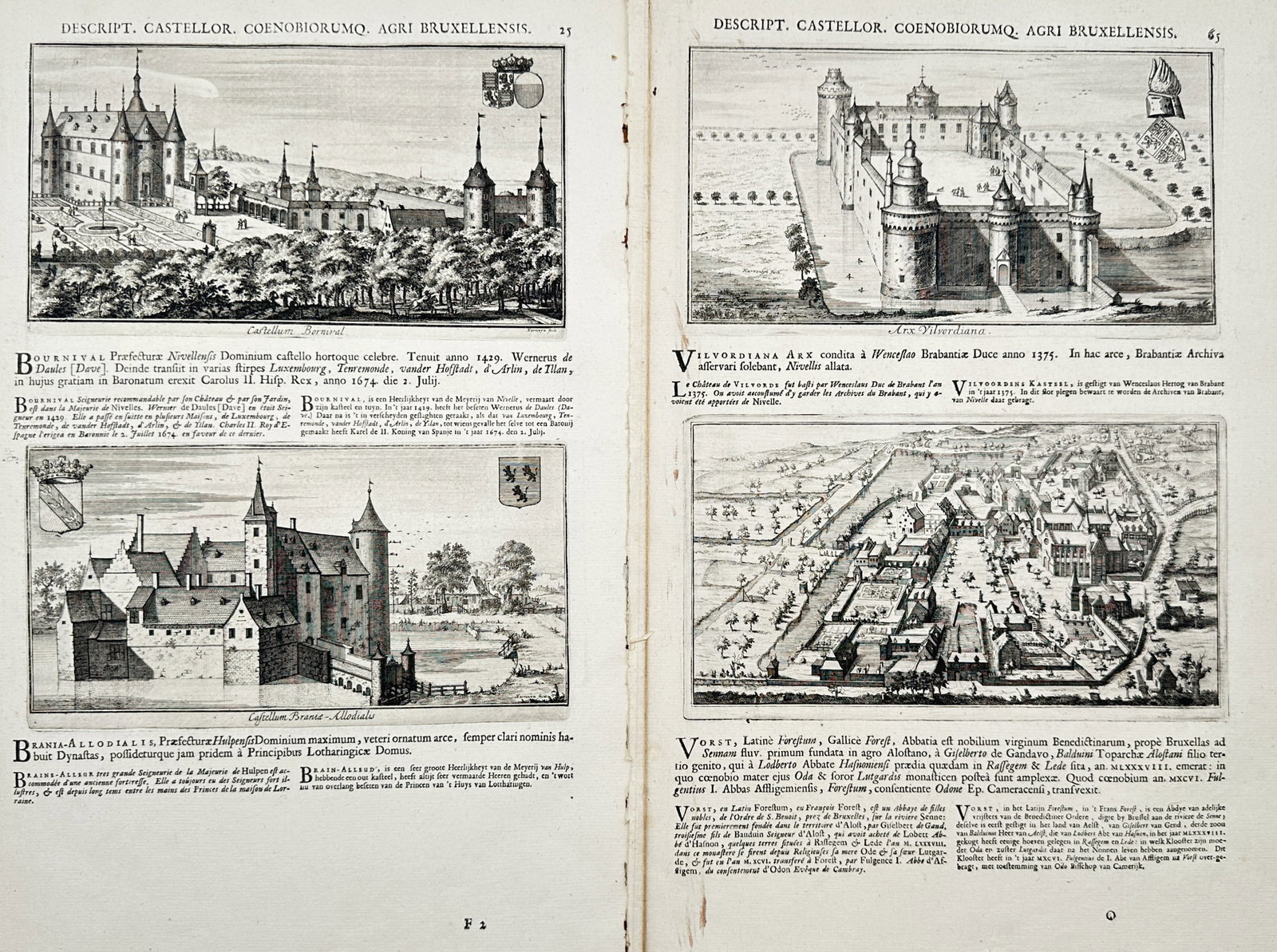 Jacques Le Roy – Set 2:Views of Castles and Estates in Brussels – Engravings (18th Century) (1 of 2)