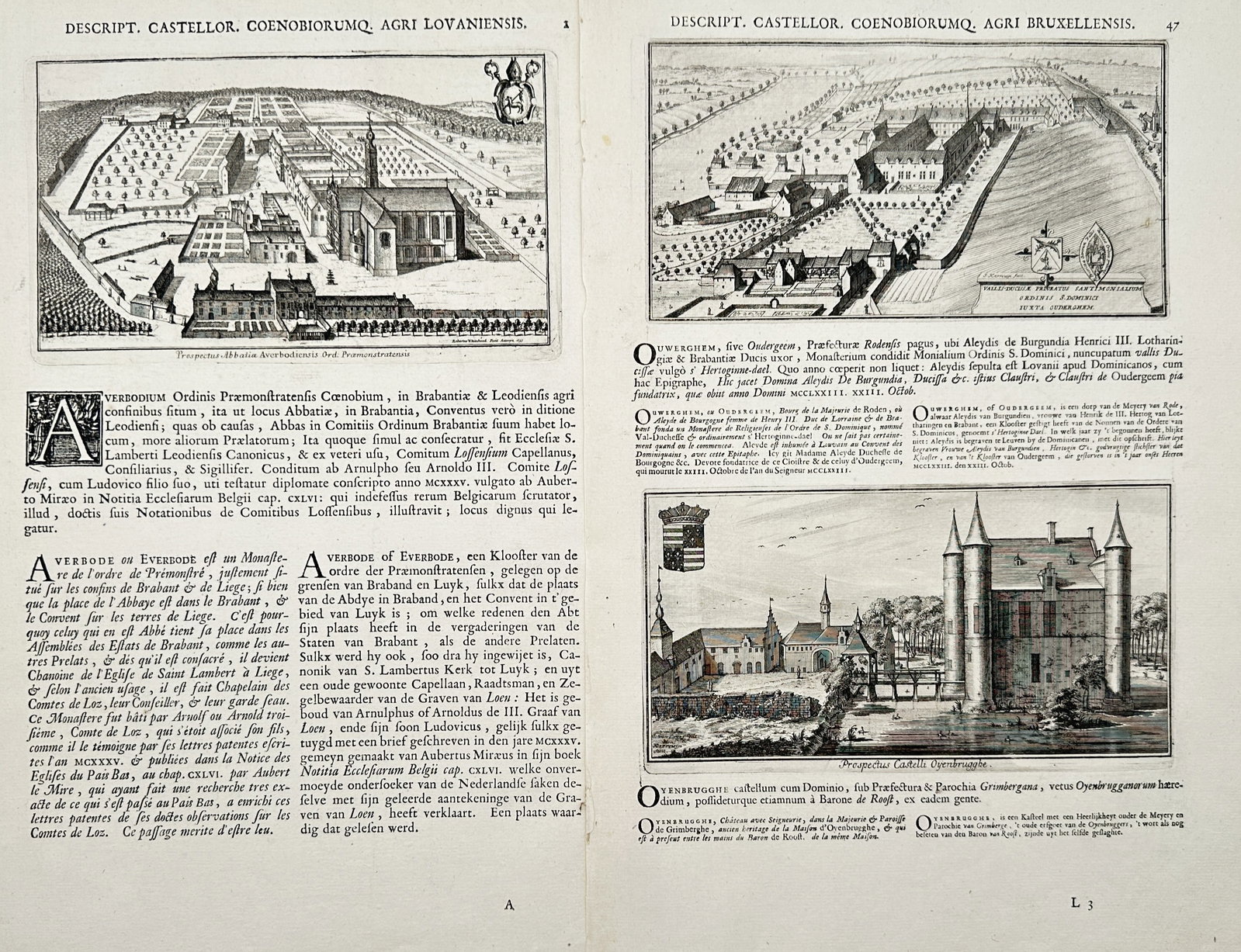 Jacques Le Roy – Set 2: Views of Monasteries and Castles in Leuven and Brussels – Engravings (1 of 2)