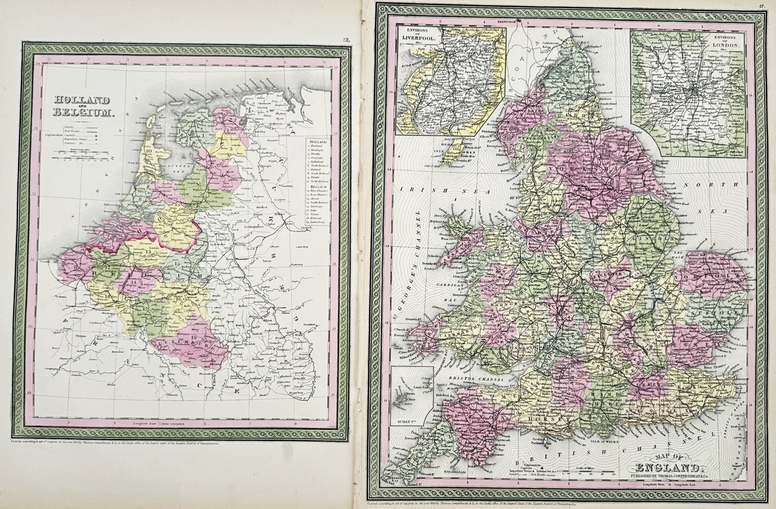 Thomas Cowperthwait – Set of 2: Map of Holland and Belgium and Map of England – Engravings (1 of 2)