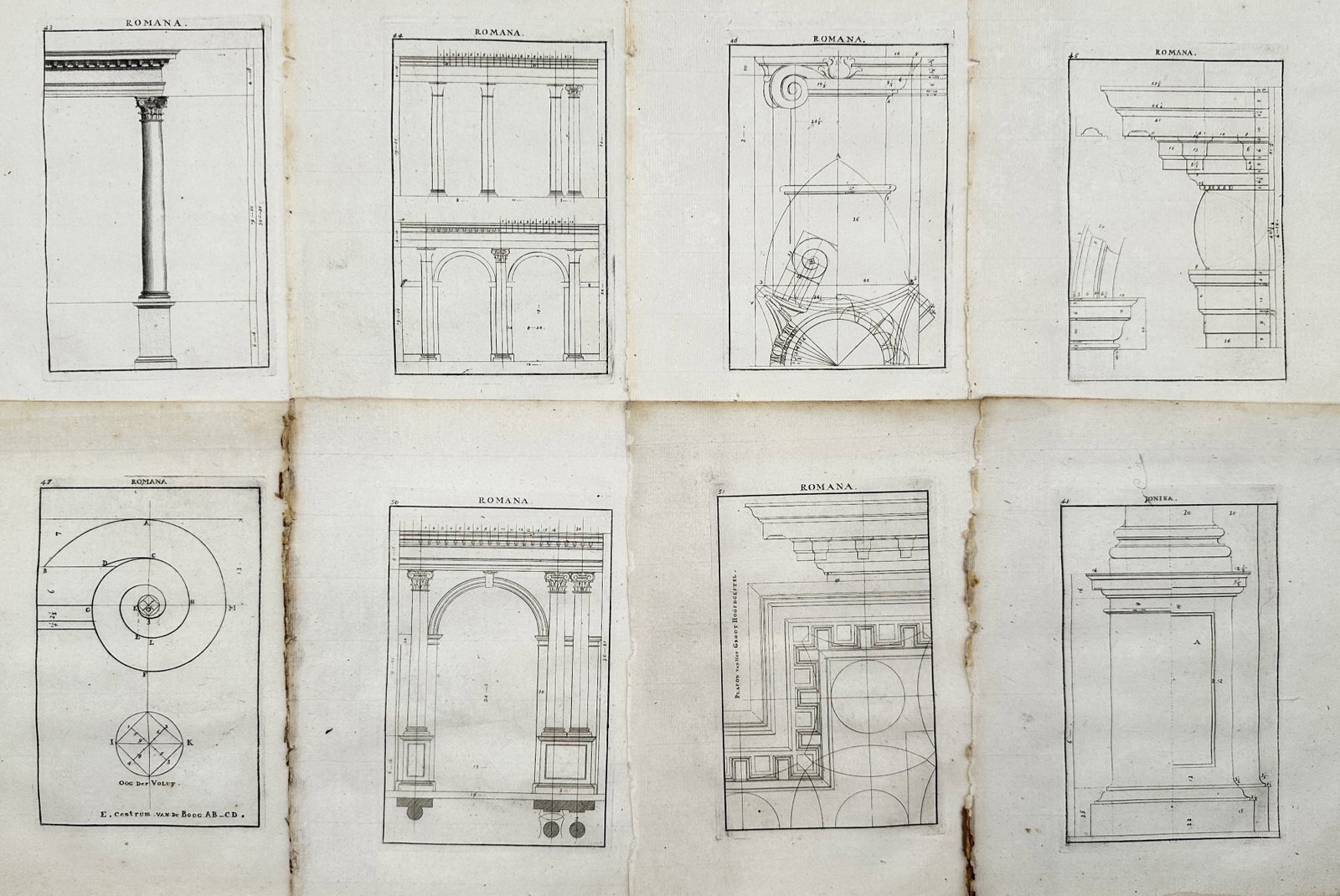 Giacomo Barozzi da Vignola – Set of 8: Studies of Architectural Orders and Proportions – (1 of 2)