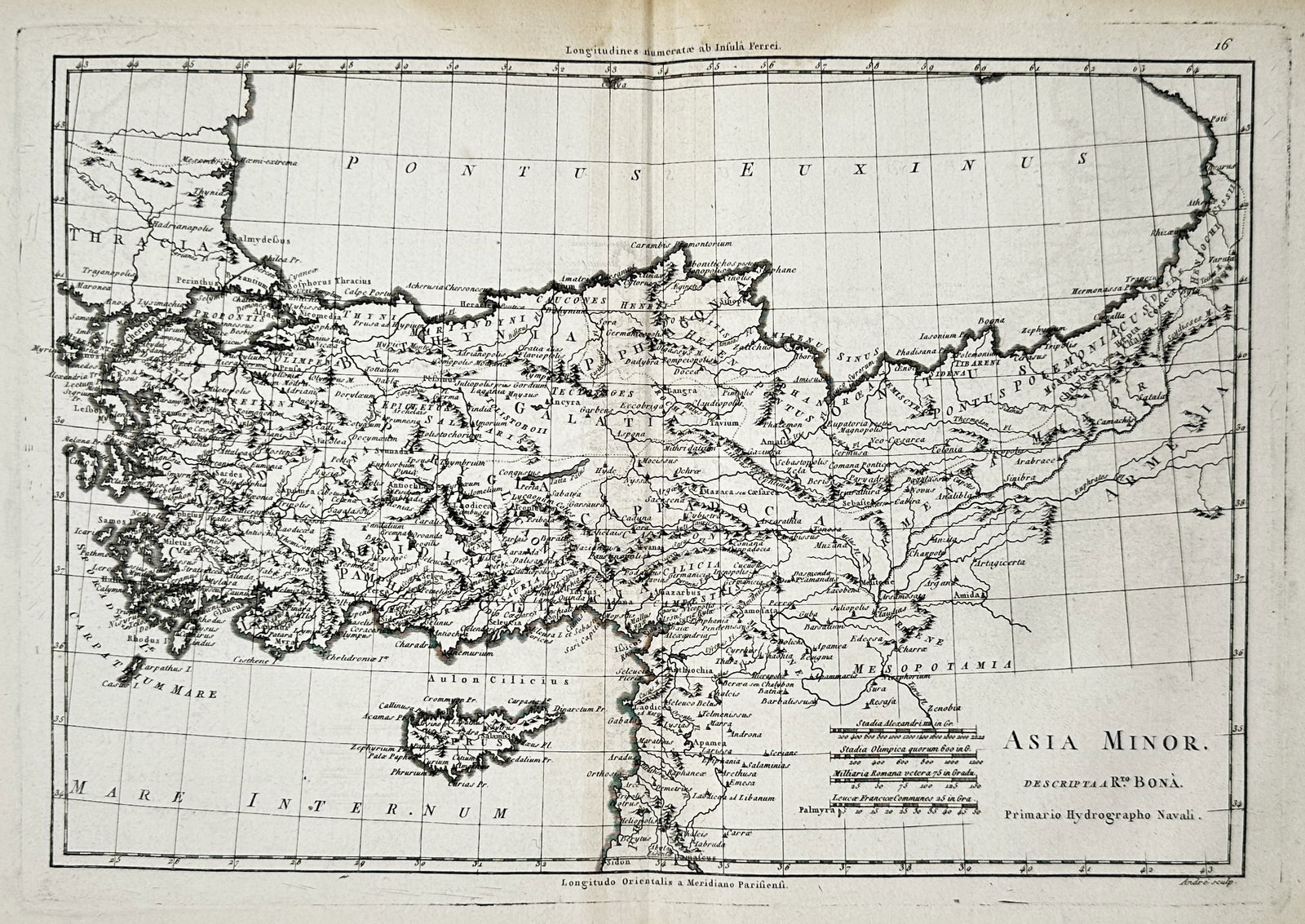 Rigobert Bonne – Map of Asia Minor – Asia – Engraving (18th Century) (1 of 2)