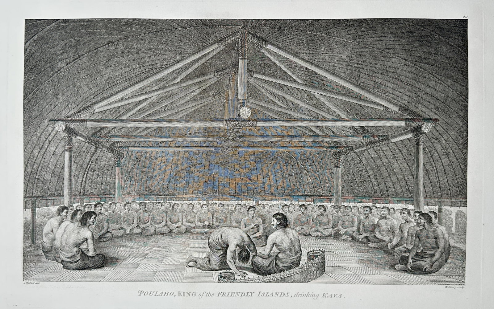 John Webber – Poulaho, King of the Friendly Islands, Drinking Kava – Engraving (18th Century) (1 of 3)