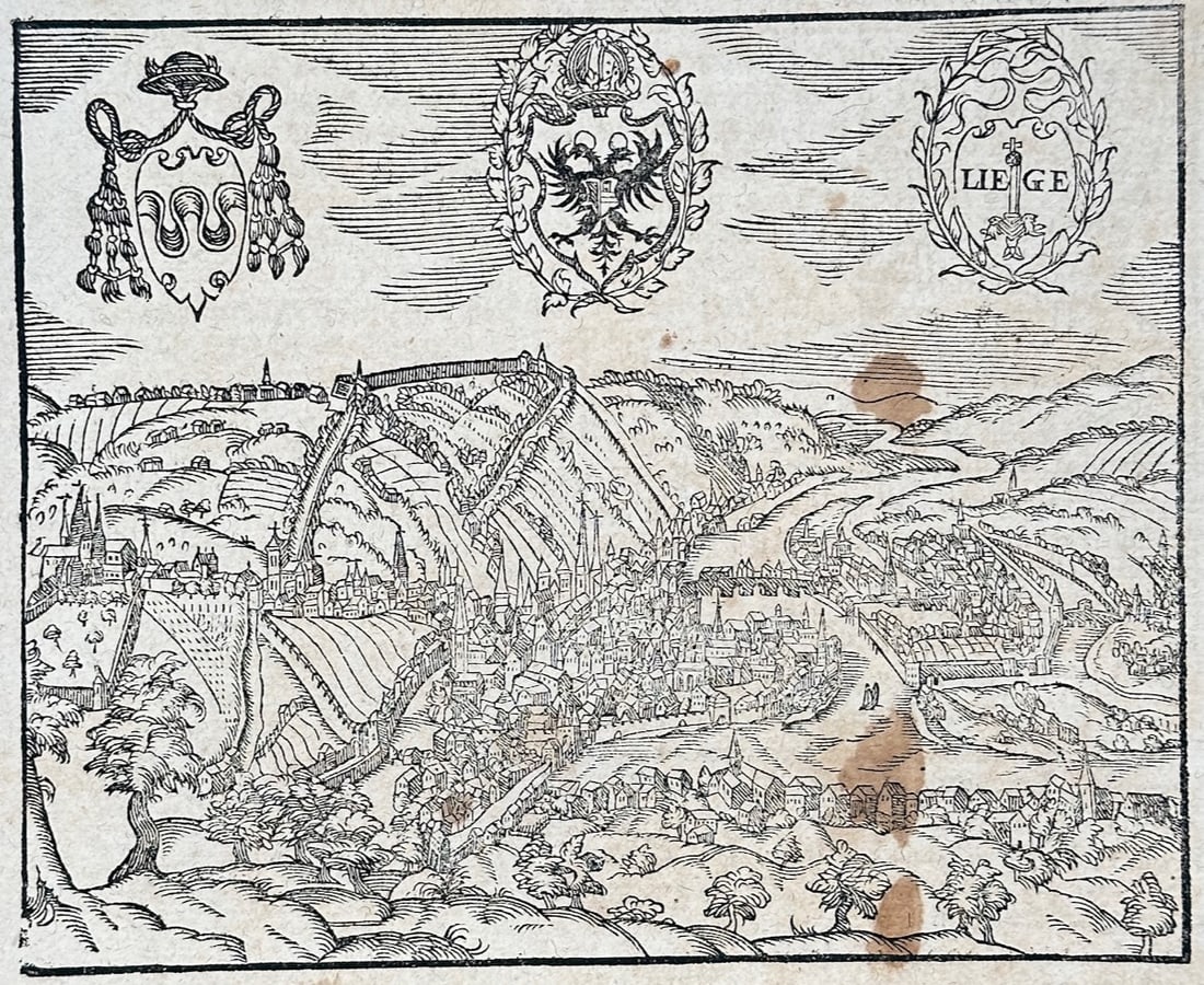 Sebastian Münster – Historic View of Liège – Woodcut (16th Century) (1 of 3)
