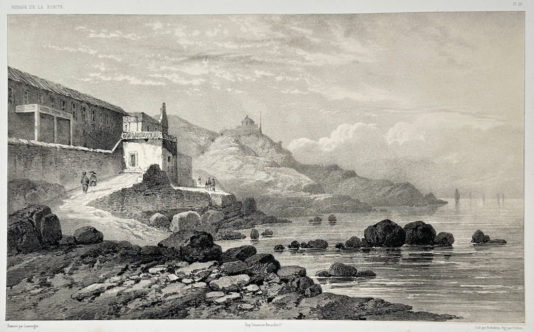 Barthelemy Lauvergne – Convent of Guia in Macau – Lithograph (19th Century) (1 of 3)