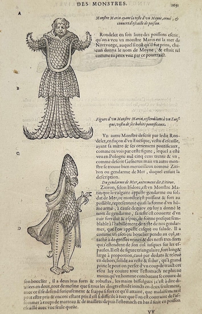 Ambroise Paré – On Monsters: Marine Creatures and Anatomical Anomalies – Woodcuts (1 of 3)