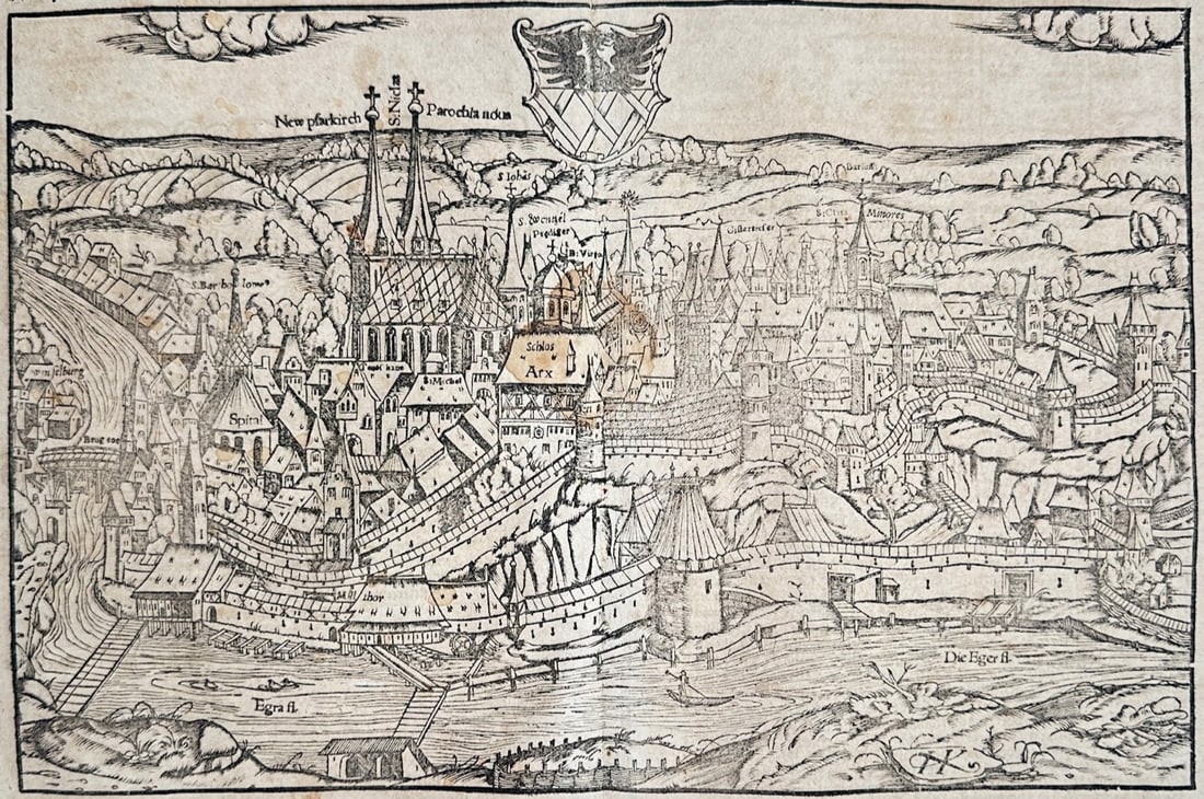 Sebastian Münster – The Ancient Sacred City of Tegernsee Forest Conserved – Woodcut (1549) (1 of 3)