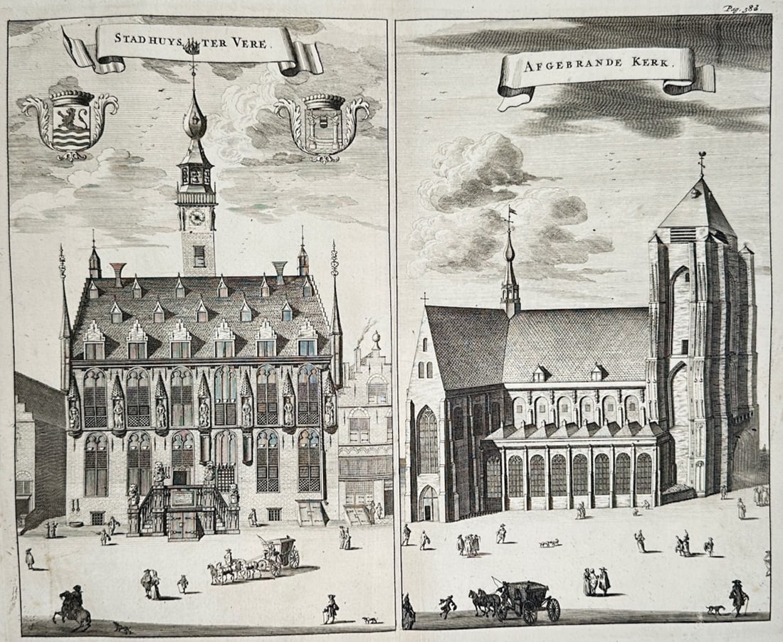 Cornelis de Bruyn – City of Huys ter Vere and Church of Ackerande: Architectural Elevations (1 of 3)