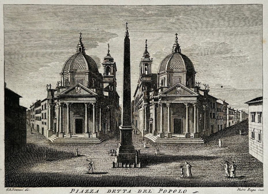 Pietro Parboni – Piazza del Popolo – Engraving (19th Century) (1 of 3)